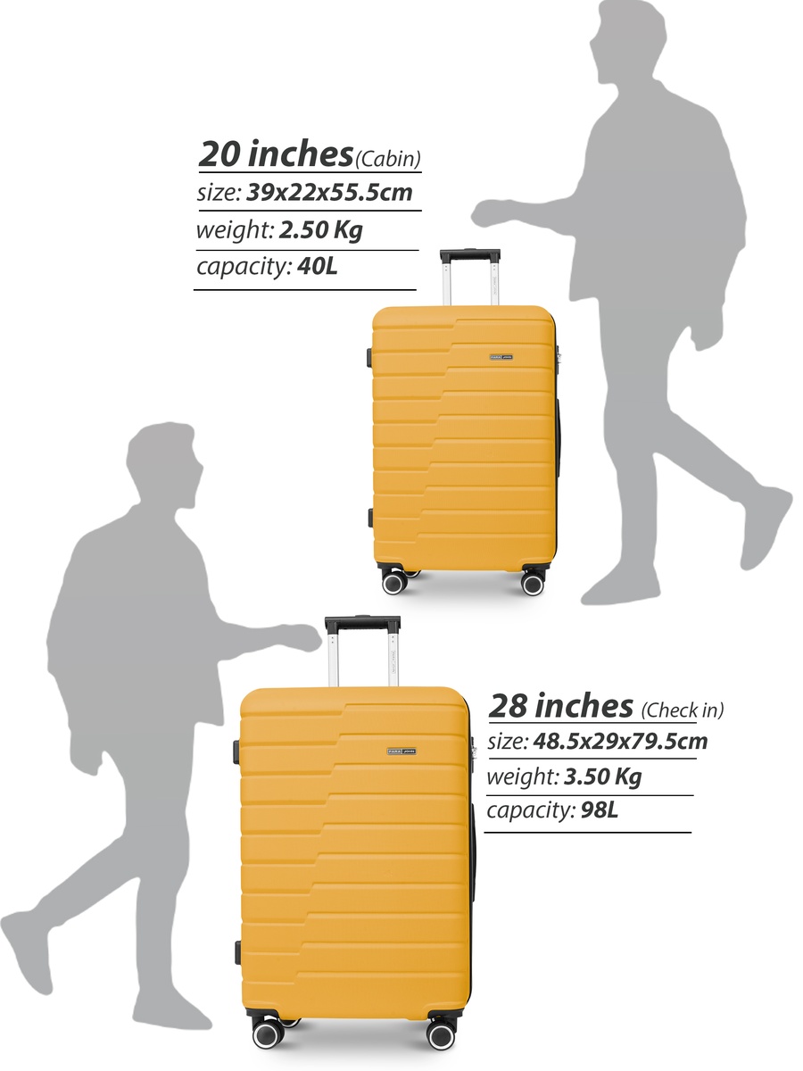 Twinora 2 Piece Luggage Set Lightweight Hard ABS Suitcase with Combination Lock and 8-Spinner Wheels, Yellow