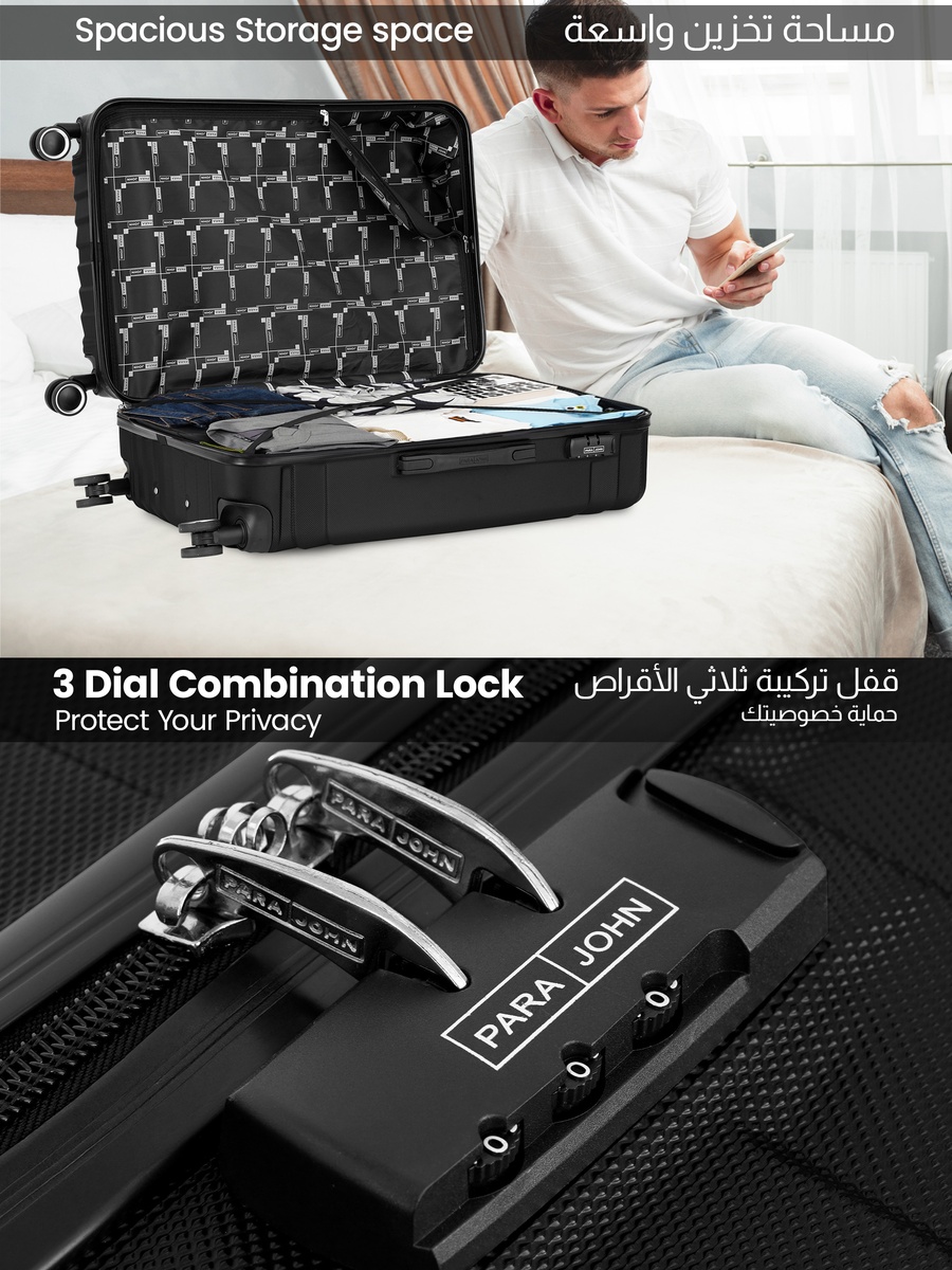 GlideX 28-Inch Large Luggage with Combination Lock and 8-Spinner Wheels, Black