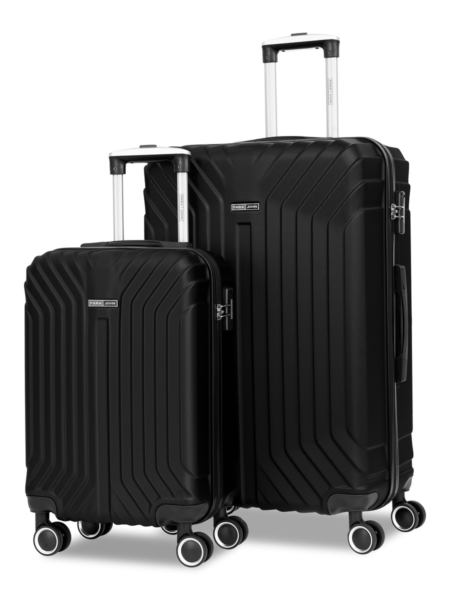 GlideX 2-Piece Luggage Set Lightweight Hard ABS Suitcase with Combination Lock and 8-Spinner Wheels, Black