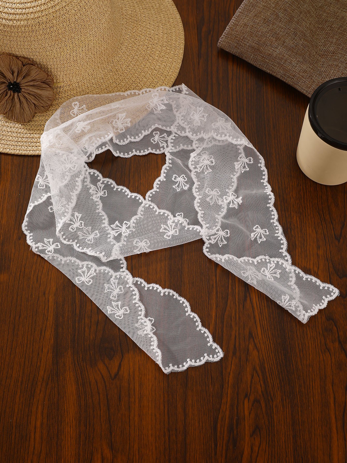 White Lace Bow Headband