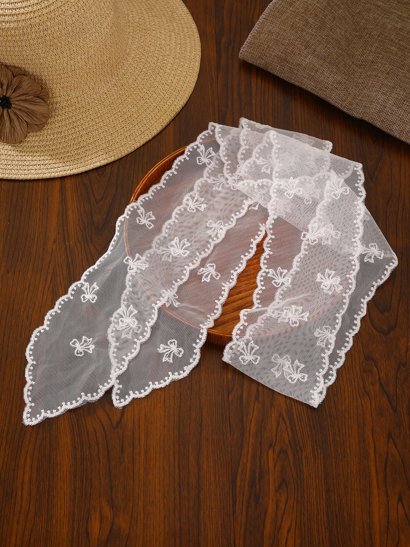 White Lace Bow Headband