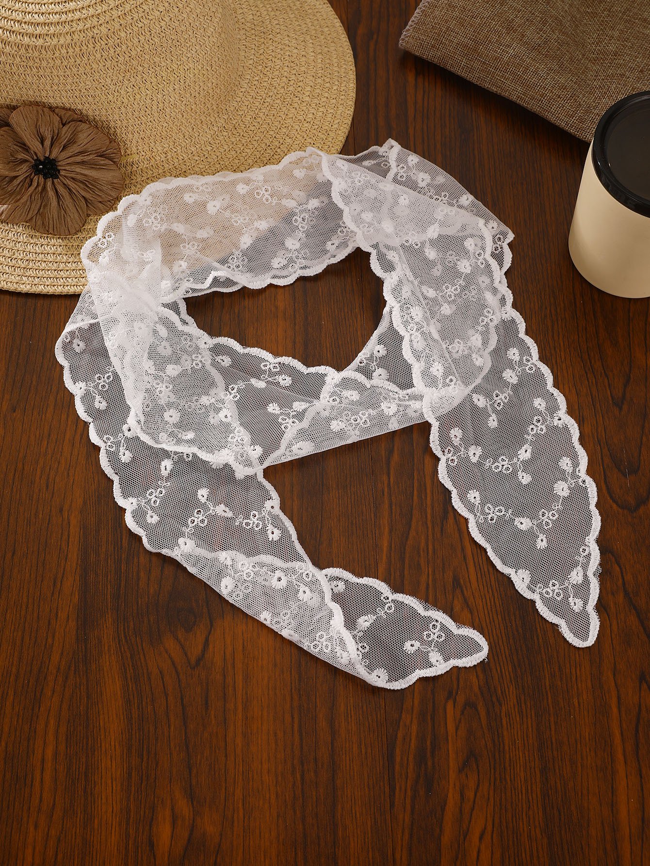 White Lace Bow Hair Tie