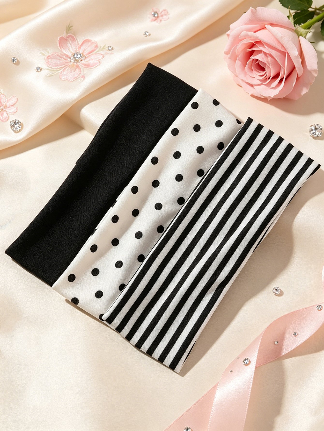 Set of 3 - Striped Elasticated Headband