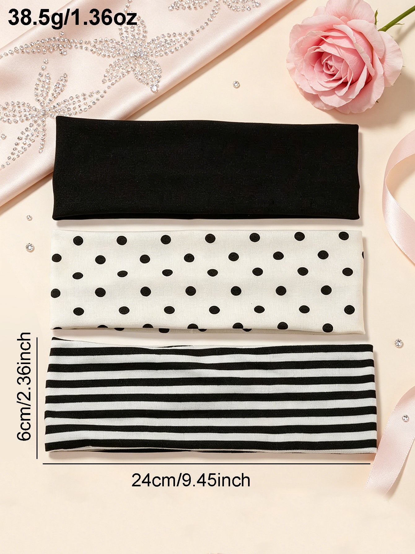 Set of 3 - Striped Elasticated Headband