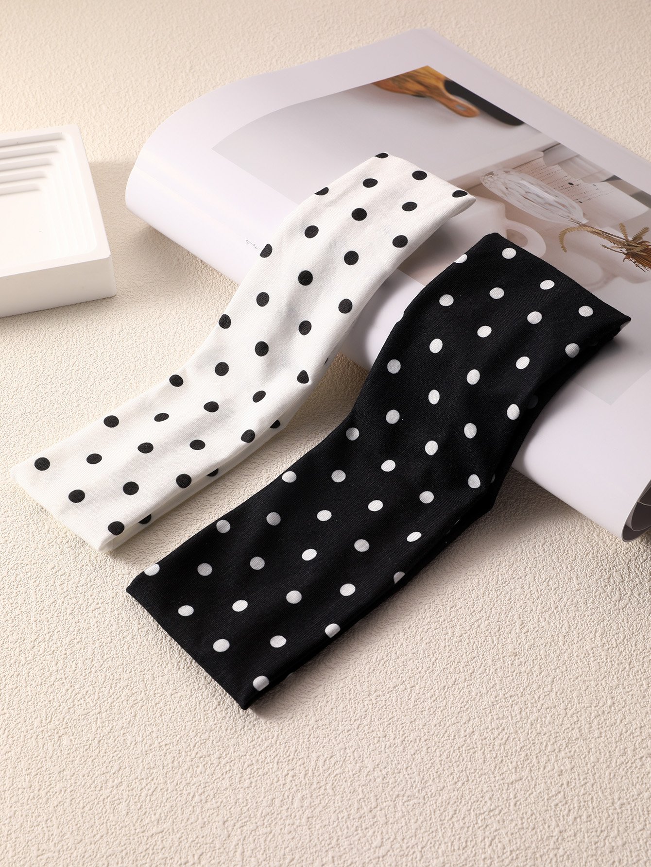 Set of 2 - Polka Dot Elasticated Headband