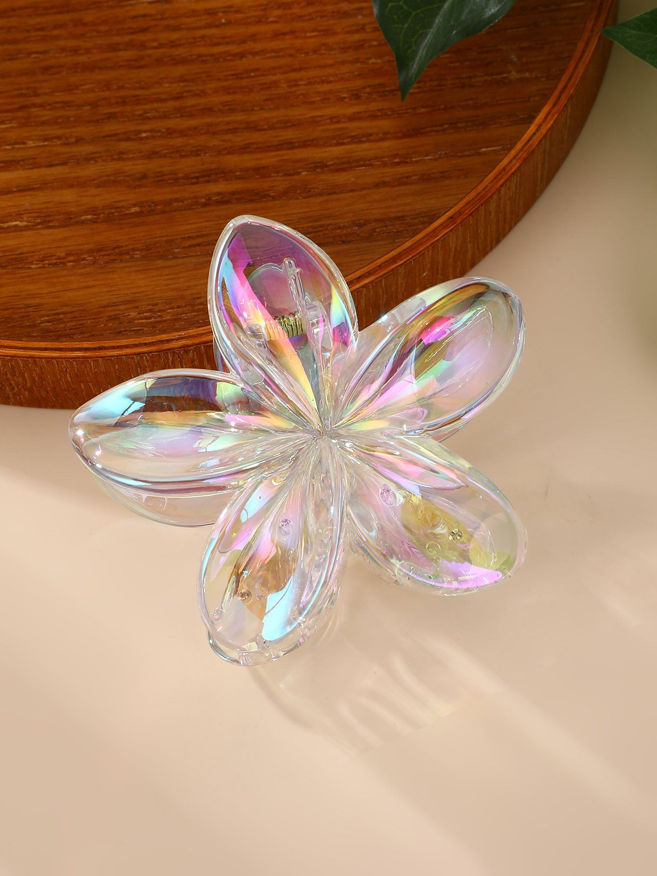 Set of 3 - Iridescent Floral Claw Clip