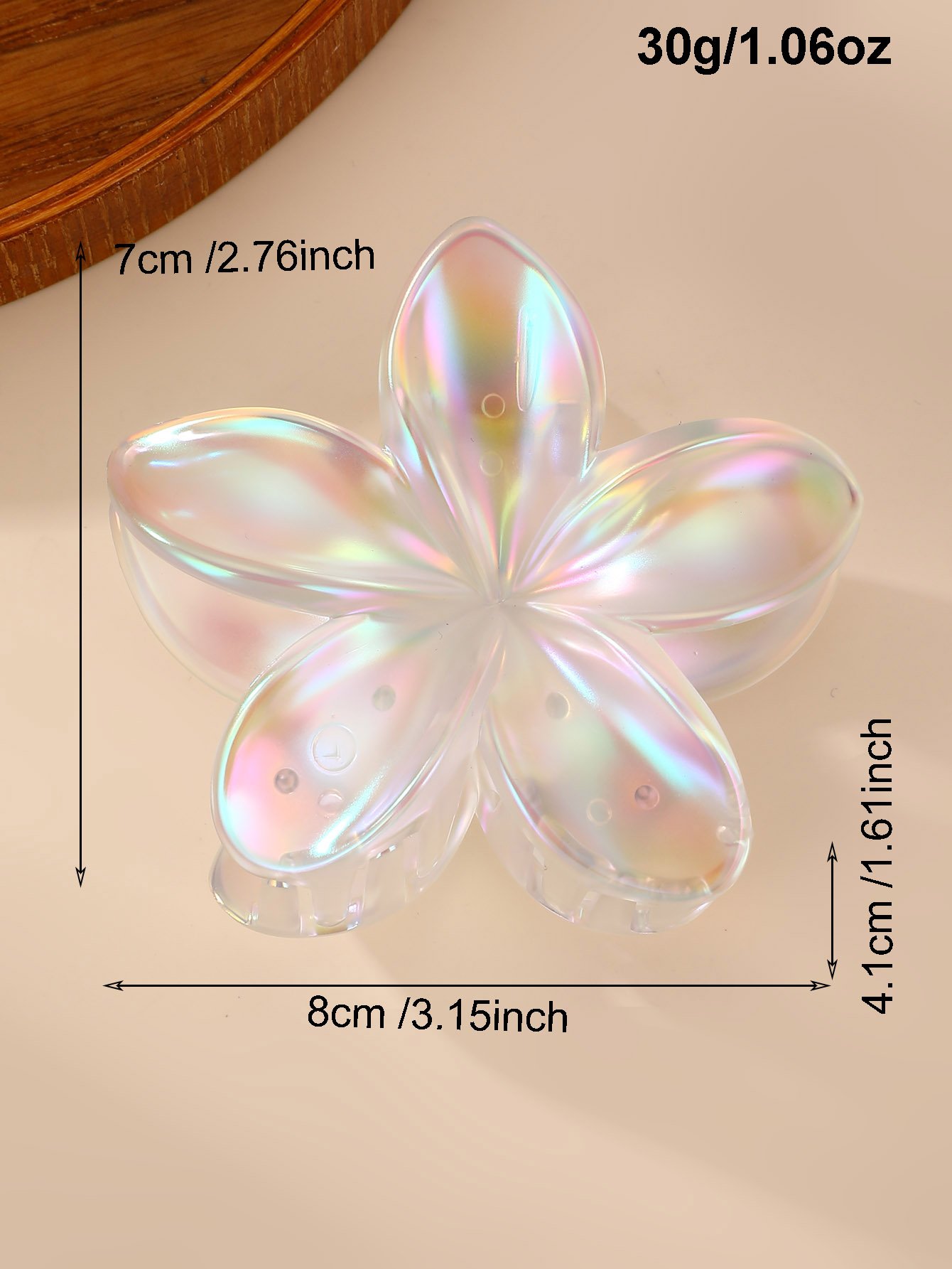 Set of 3 - Iridescent Floral Claw Clip