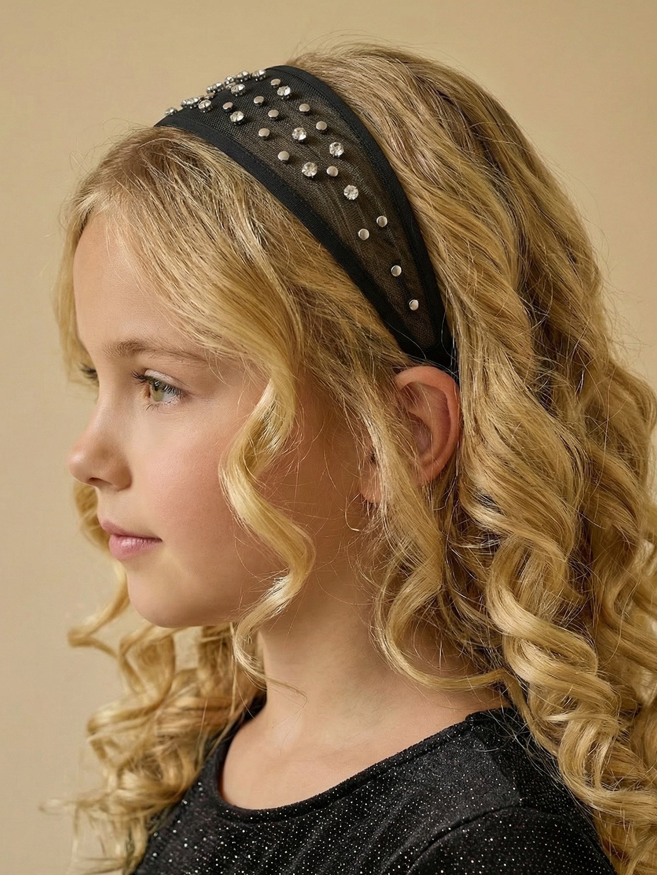 Black Mesh Embellished Headband