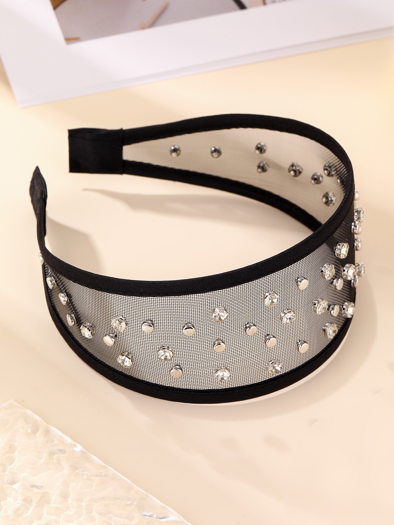 Black Mesh Embellished Headband
