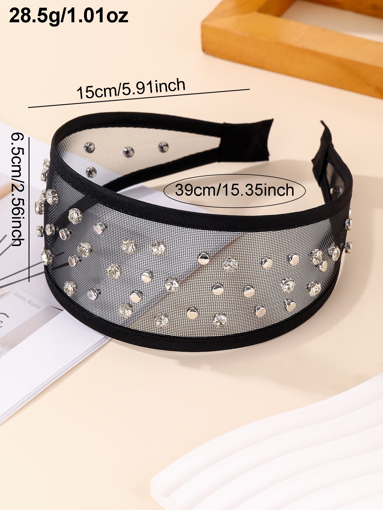 Black Mesh Embellished Headband