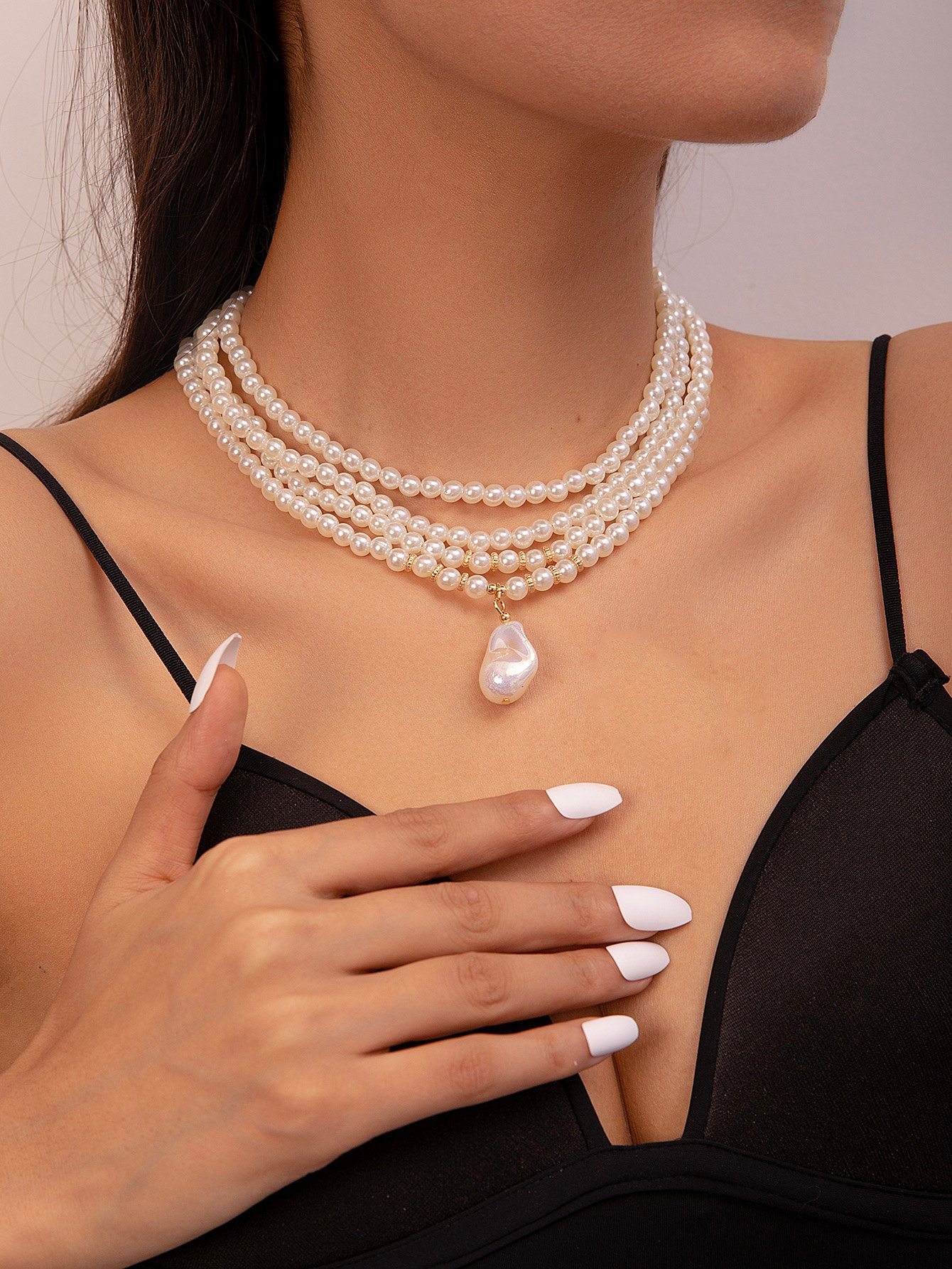 Faux Pearl Layered Necklace