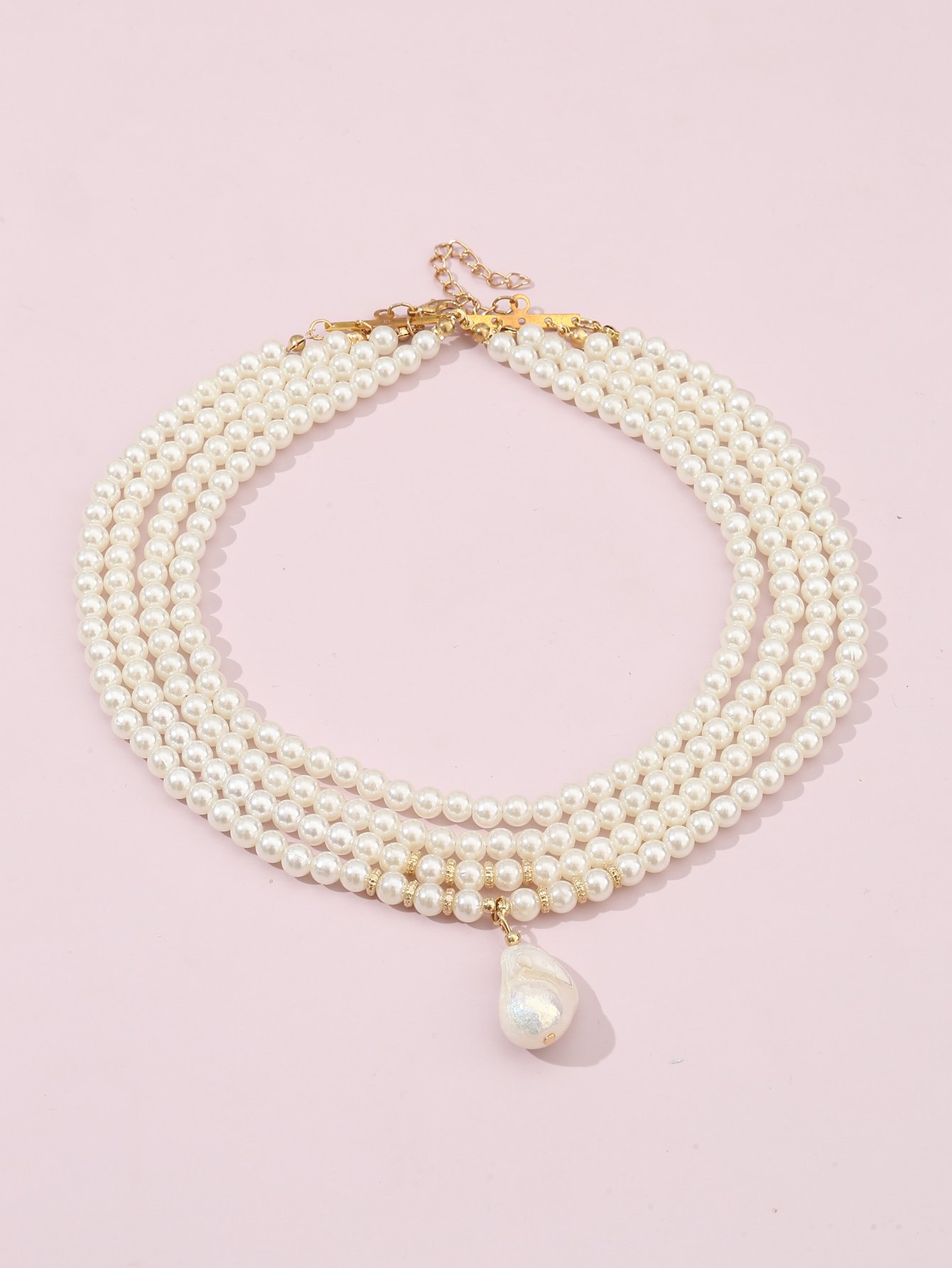 Faux Pearl Layered Necklace