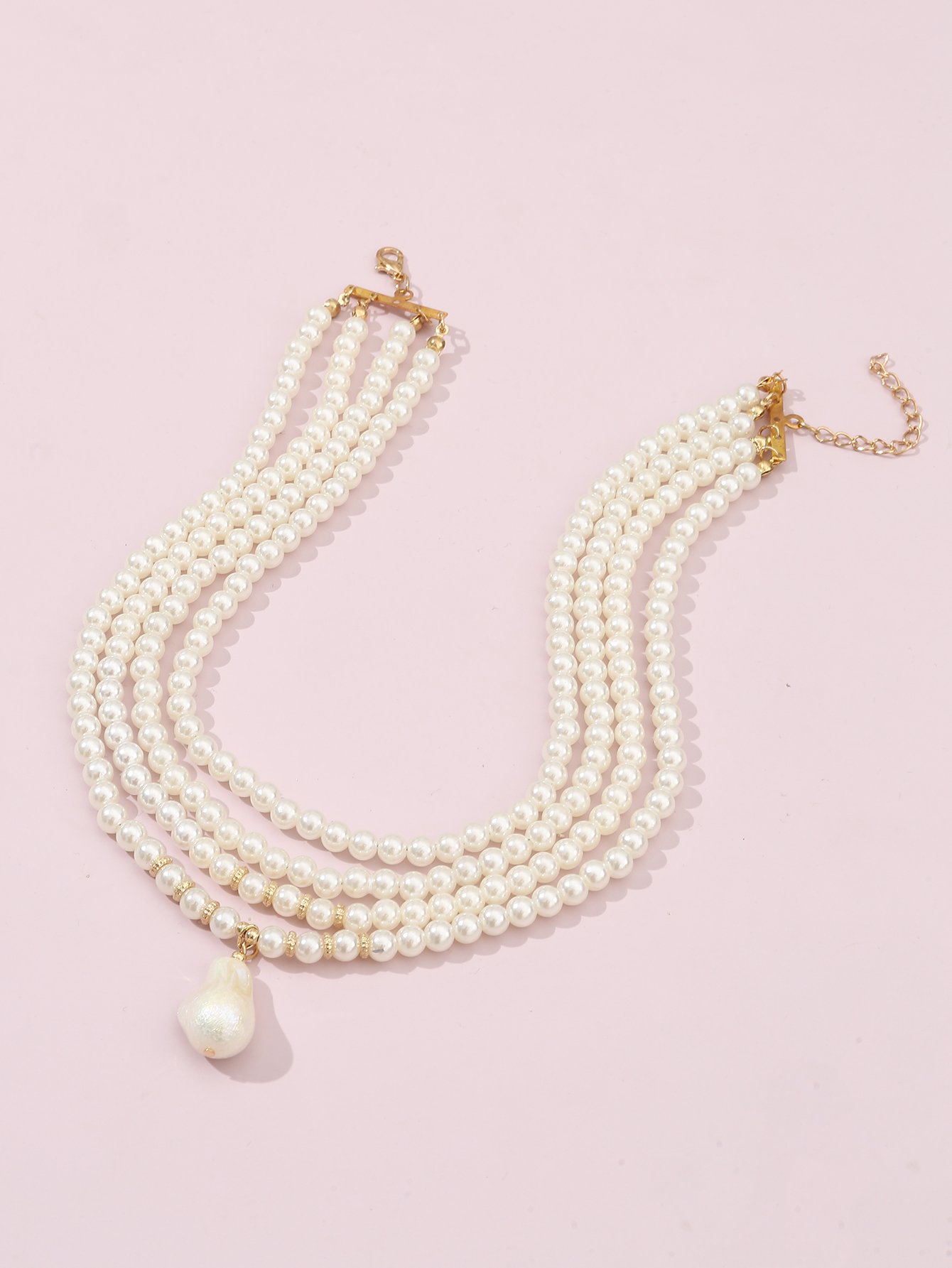 Faux Pearl Layered Necklace