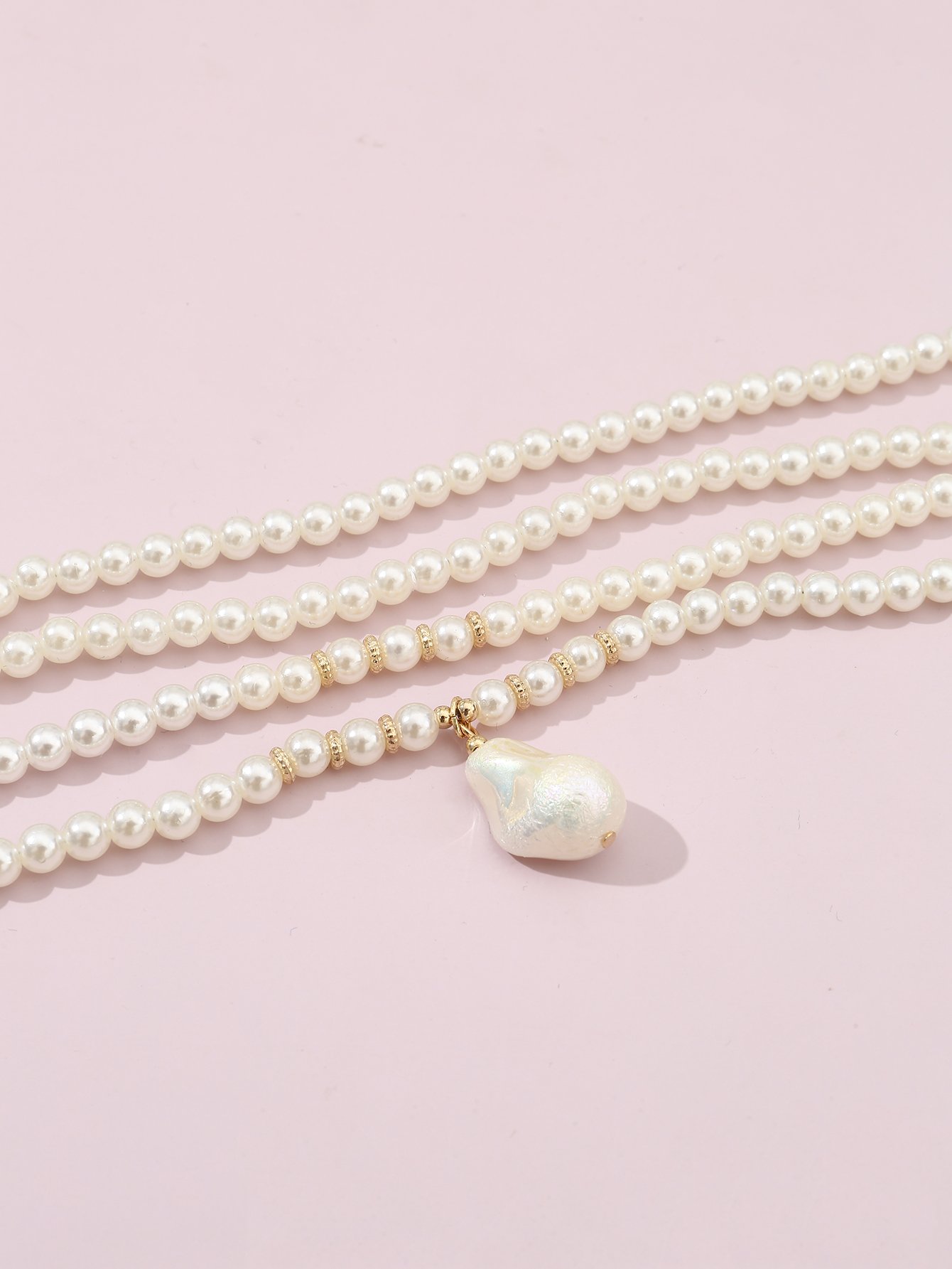 Faux Pearl Layered Necklace