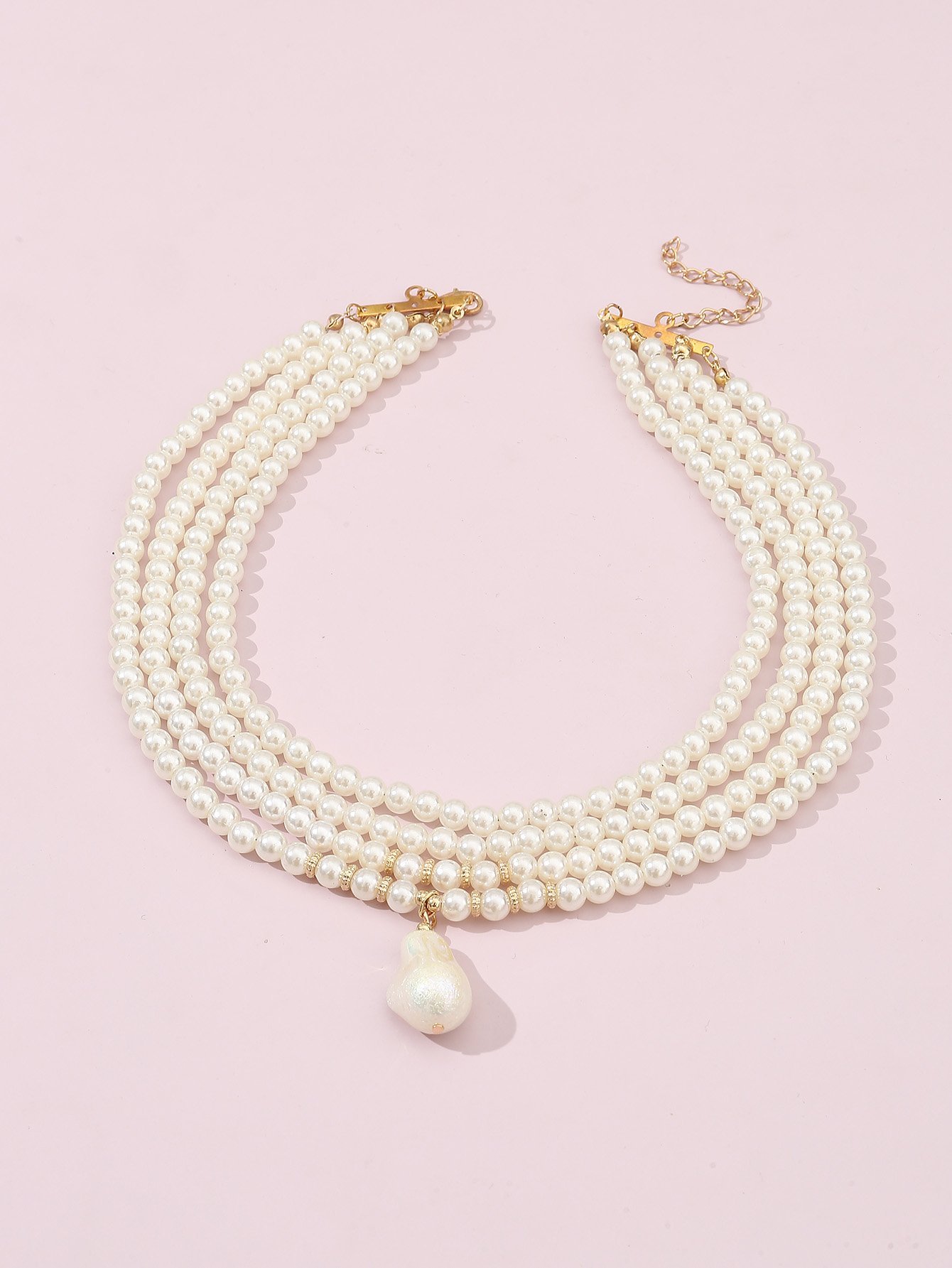 Faux Pearl Layered Necklace