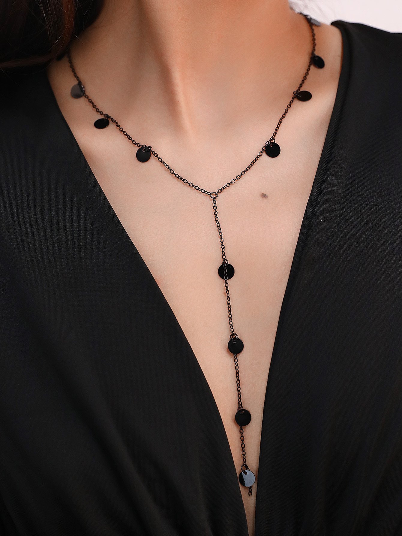 Round Charm Lariat Necklace