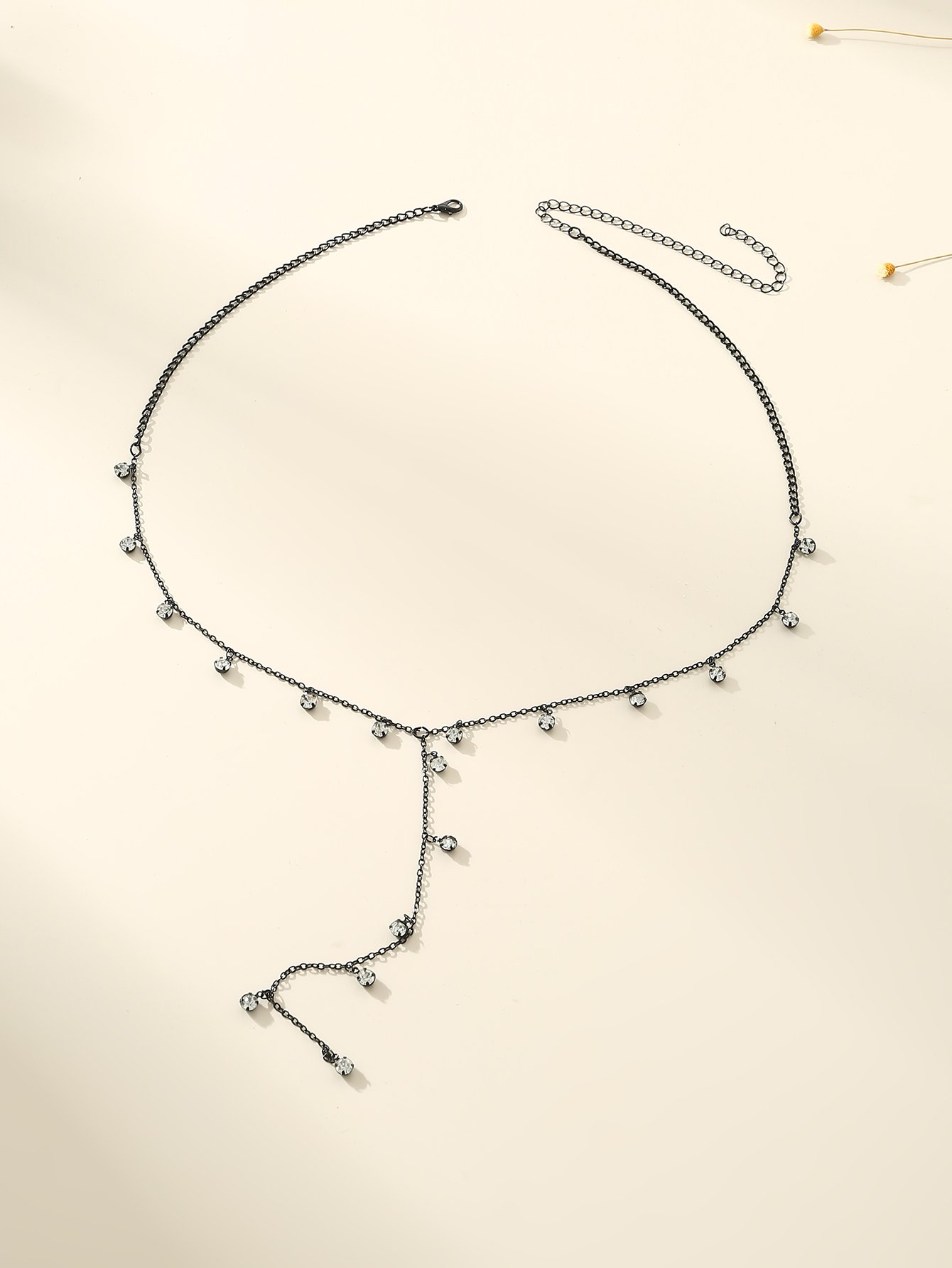 Rhinestone Charm Lariat Necklace
