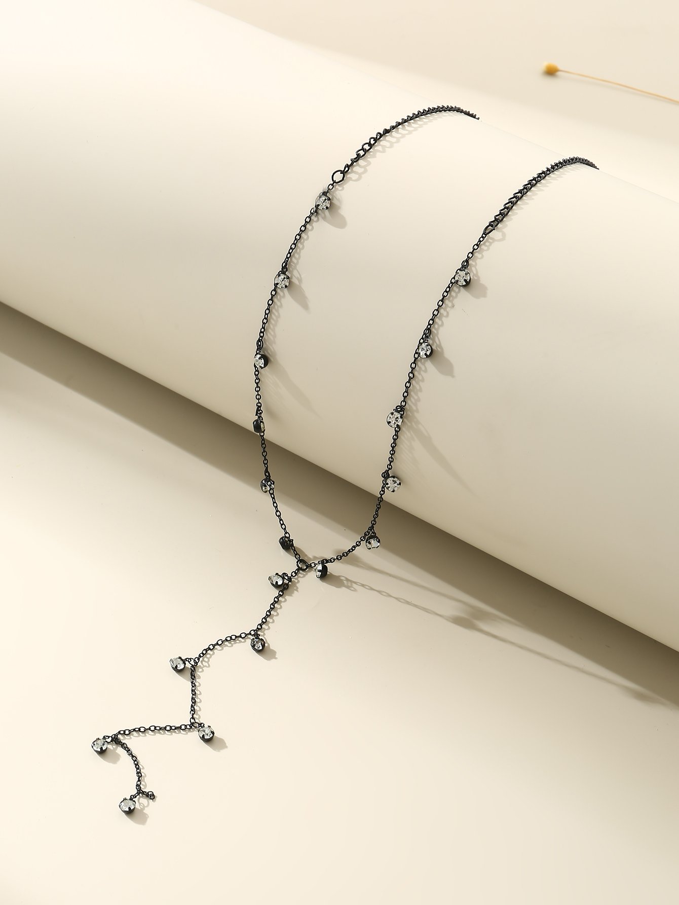 Rhinestone Charm Lariat Necklace