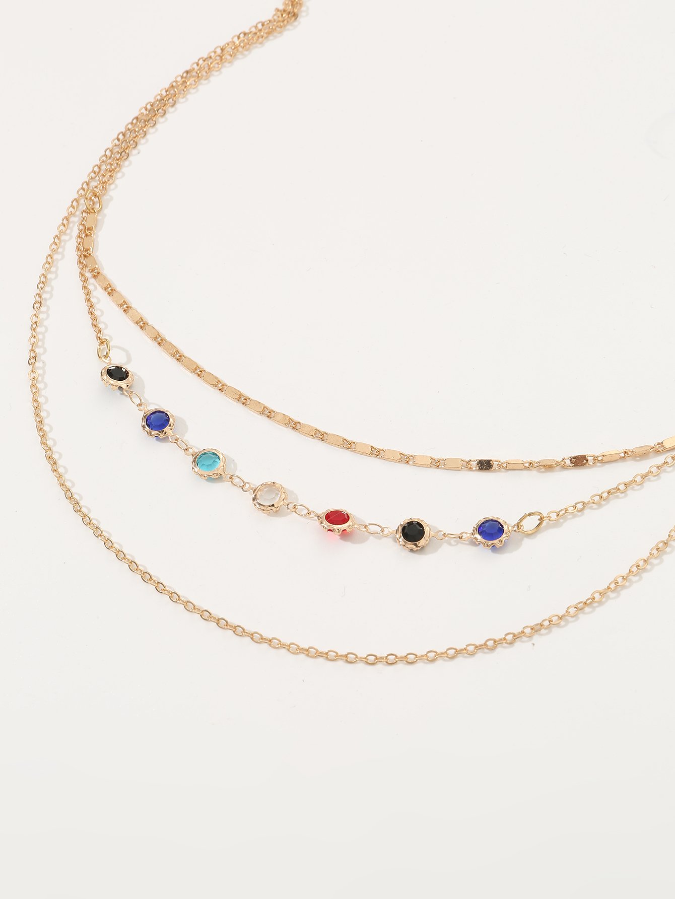 Rhinestone Embellished Layered Necklace