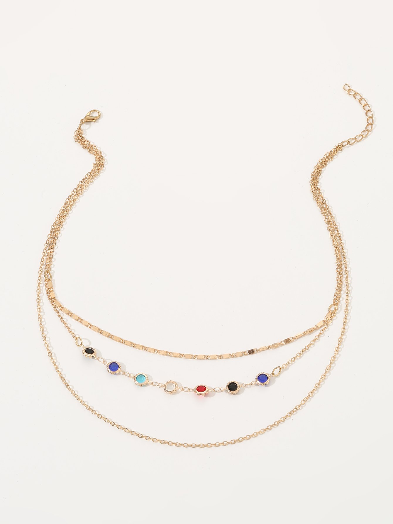 Rhinestone Embellished Layered Necklace