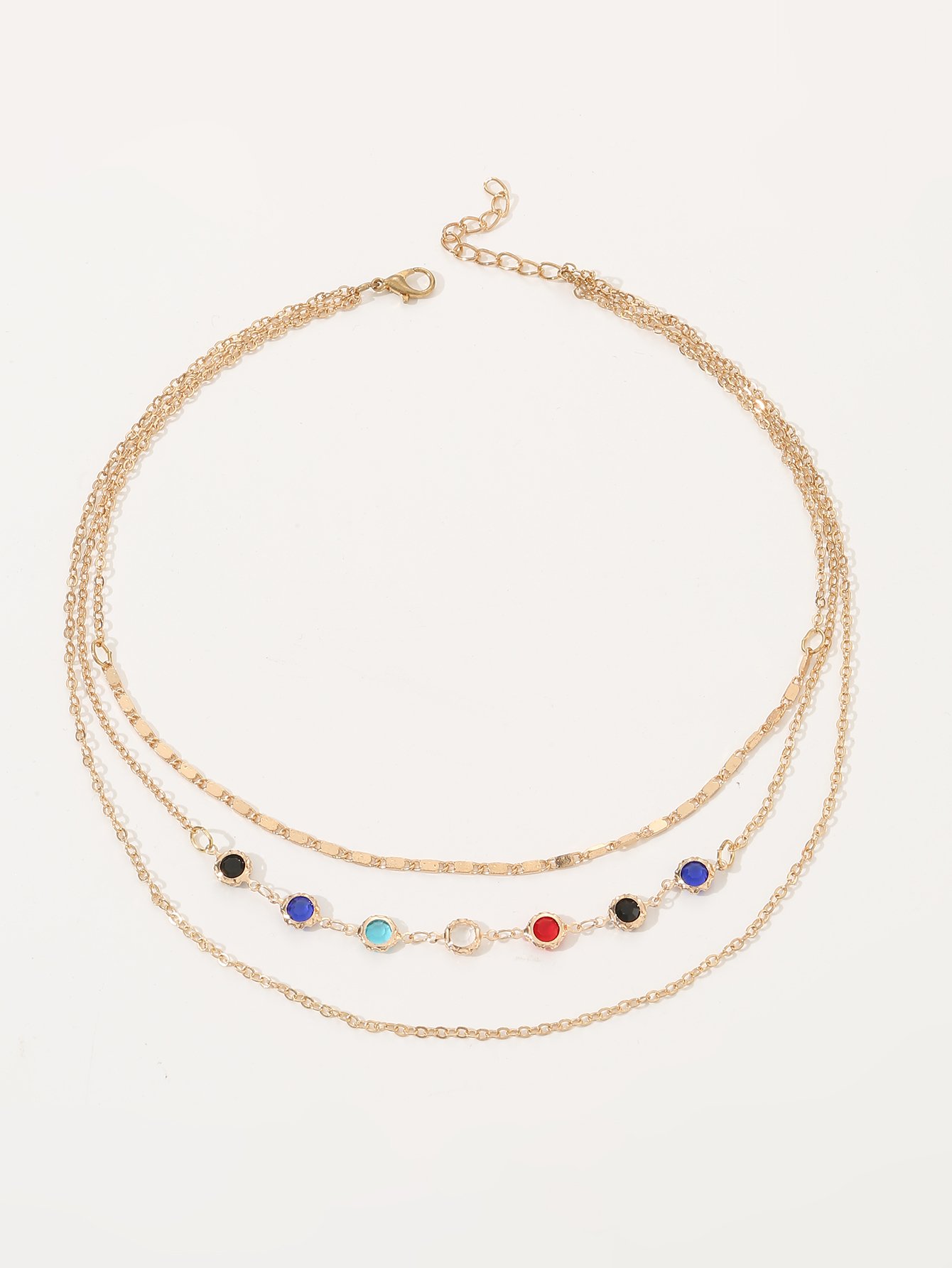 Rhinestone Embellished Layered Necklace