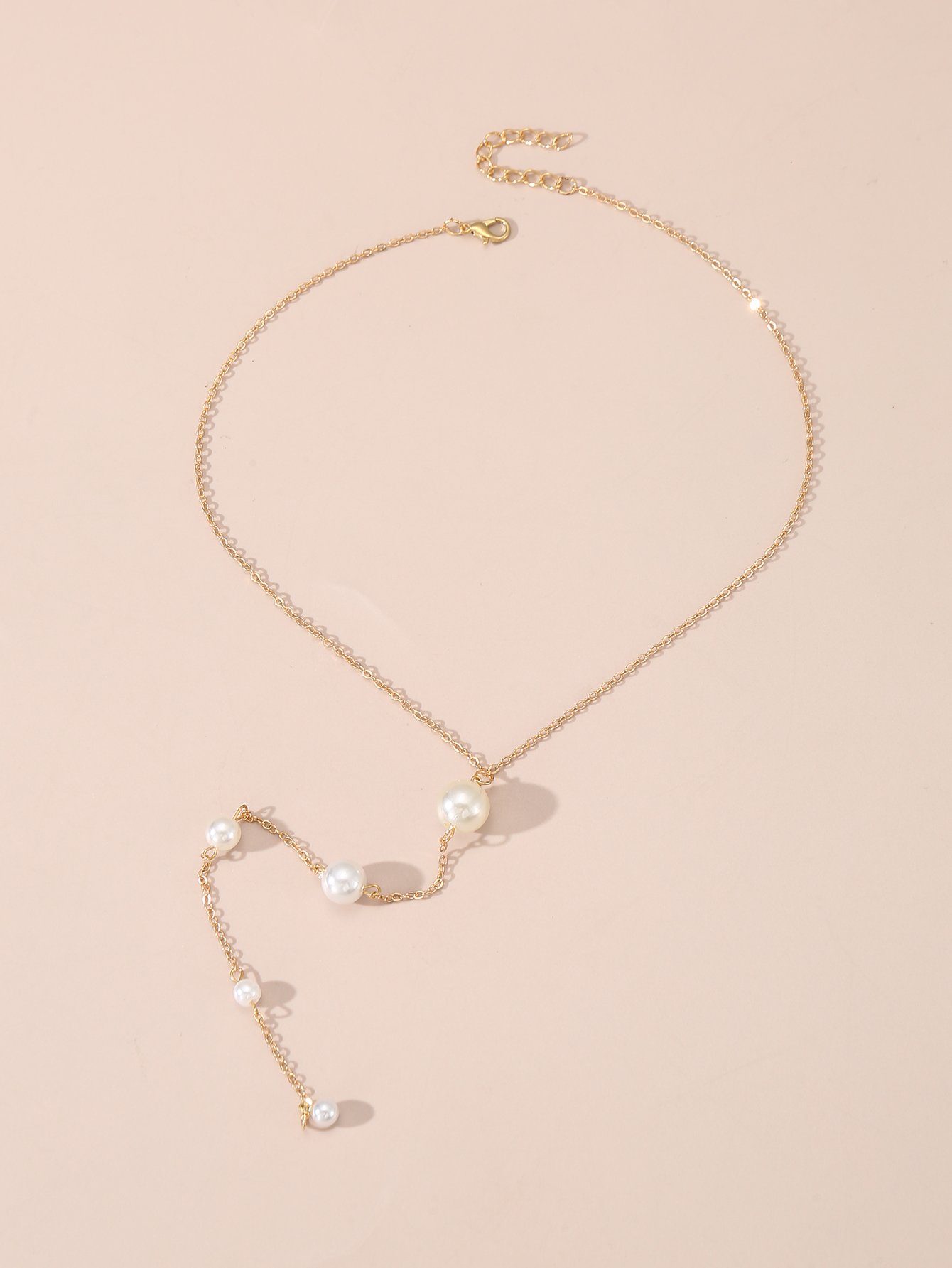 Faux Pearl Lariat Necklace