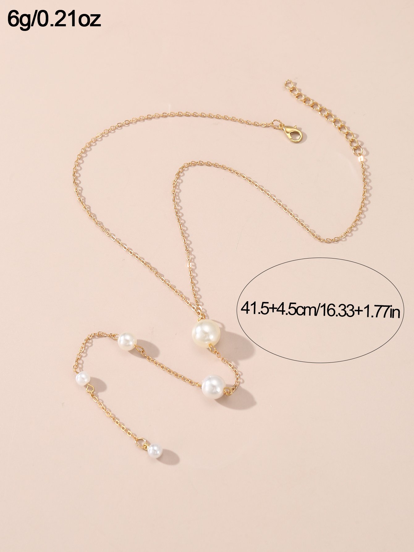 Faux Pearl Lariat Necklace
