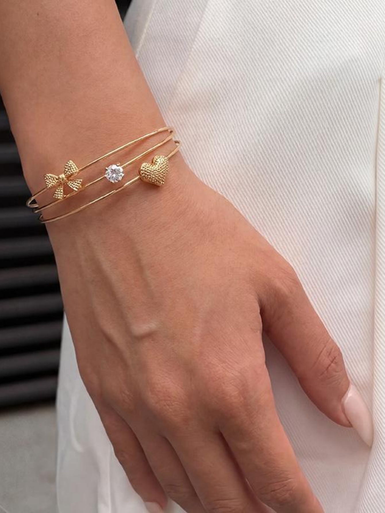 Gold Bangle Bracelet with Charm