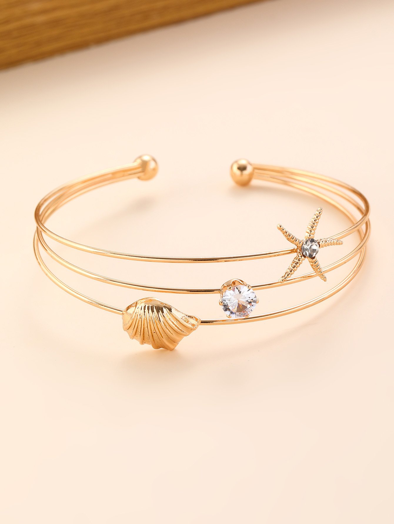 Gold Ocean-Inspired Bangle Bracelet