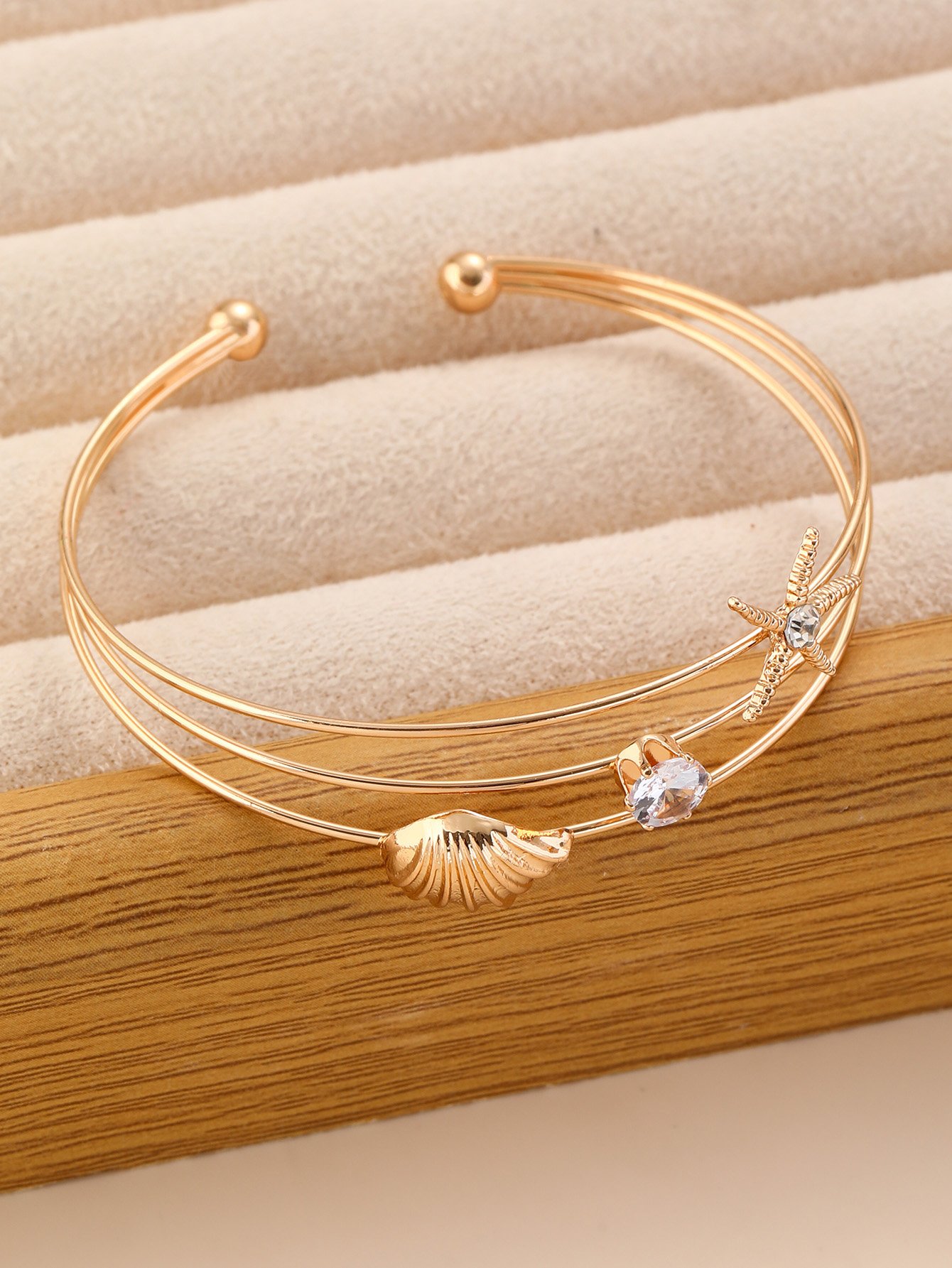 Gold Ocean-Inspired Bangle Bracelet