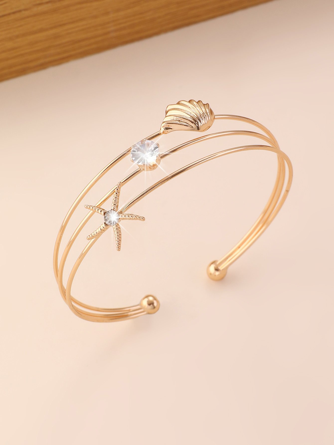 Gold Ocean-Inspired Bangle Bracelet