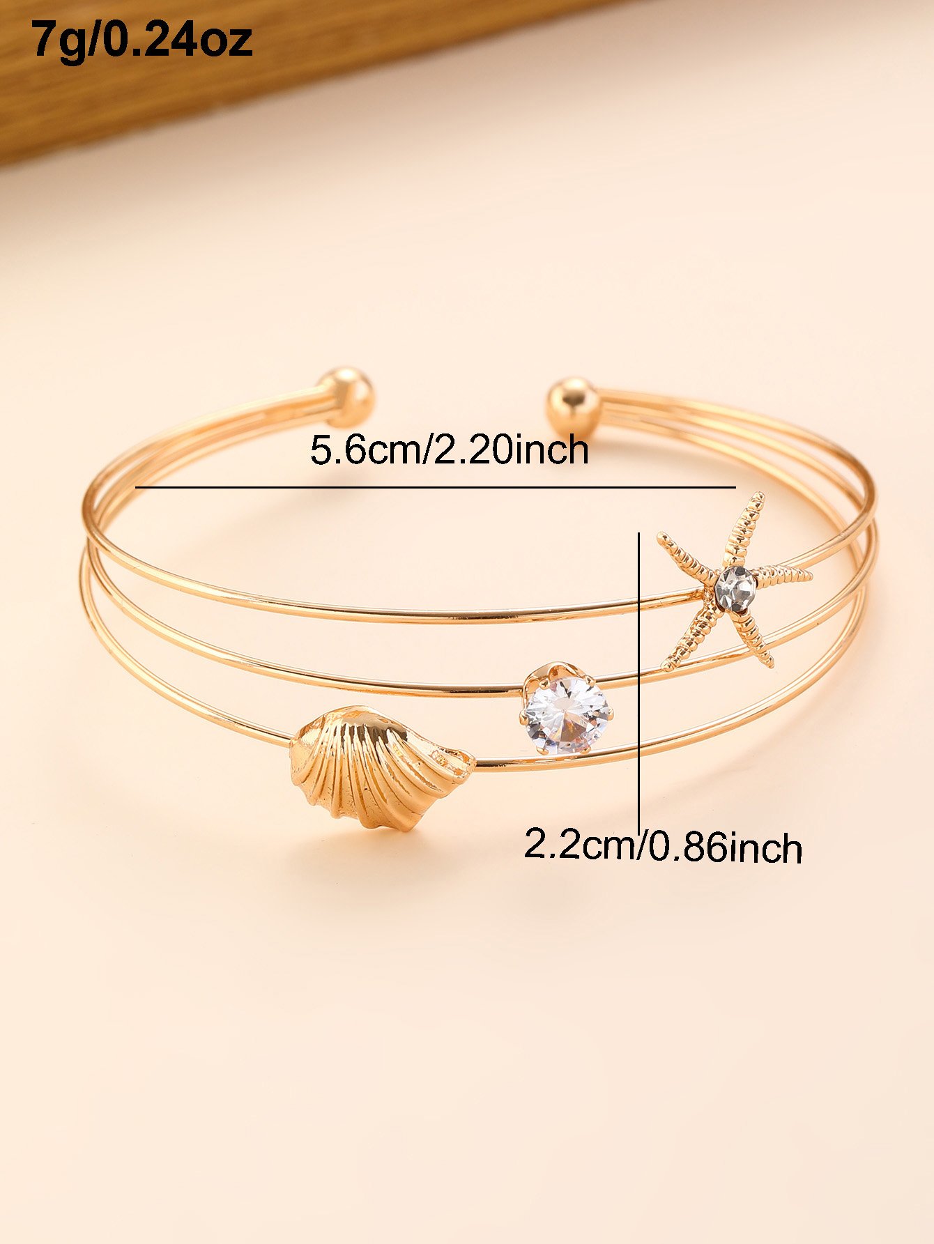 Gold Ocean-Inspired Bangle Bracelet