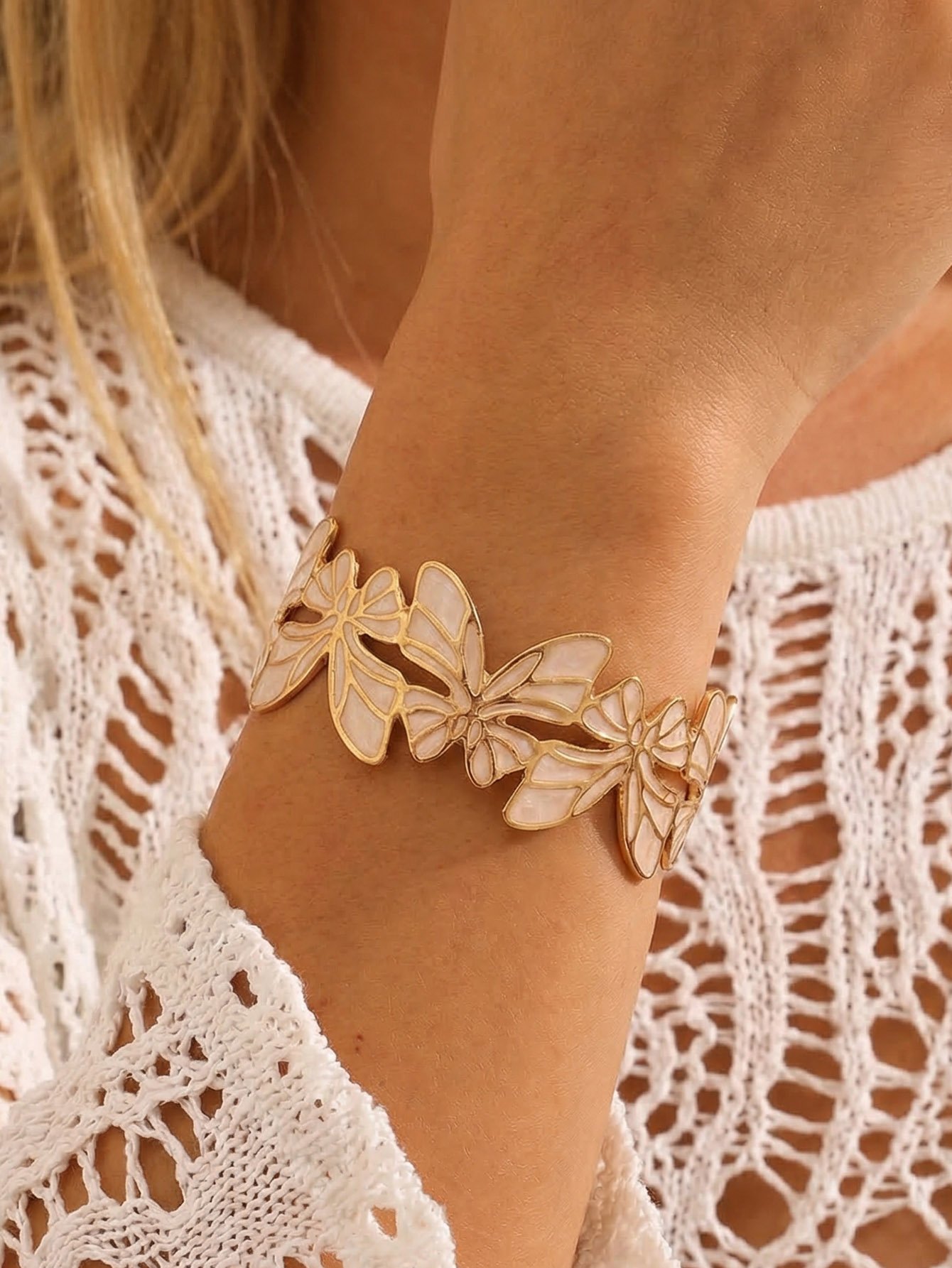 Gold Butterfly Bangle Bracelet