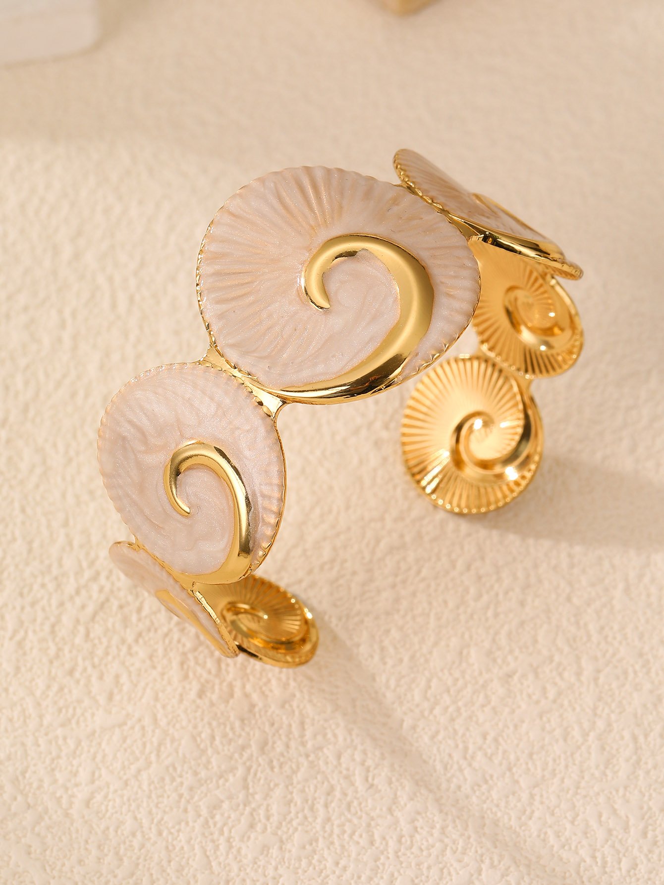 Gold and Ivory Swirl Bangle Bracelet