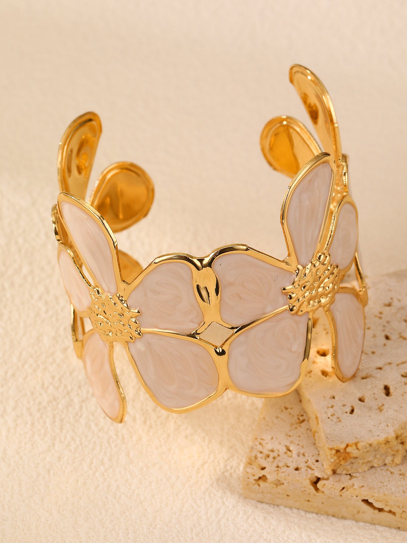 Gold Floral Bangle Bracelet