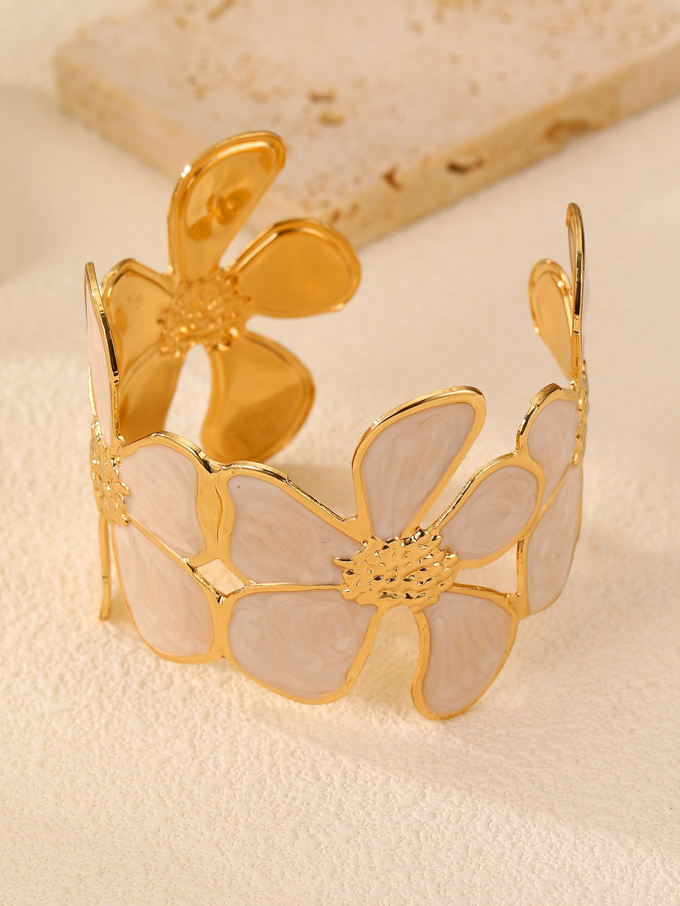 Gold Floral Bangle Bracelet