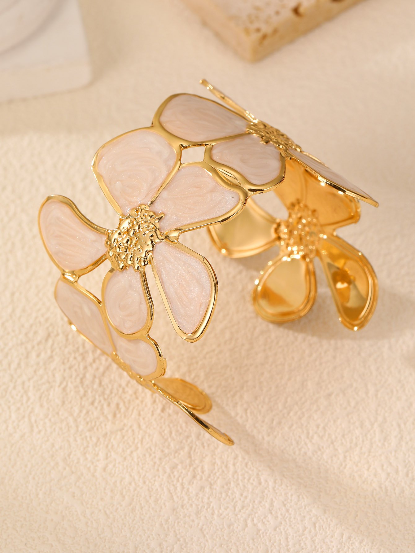Gold Floral Bangle Bracelet