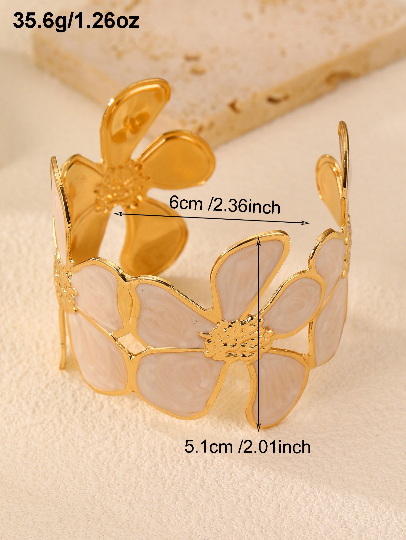 Gold Floral Bangle Bracelet