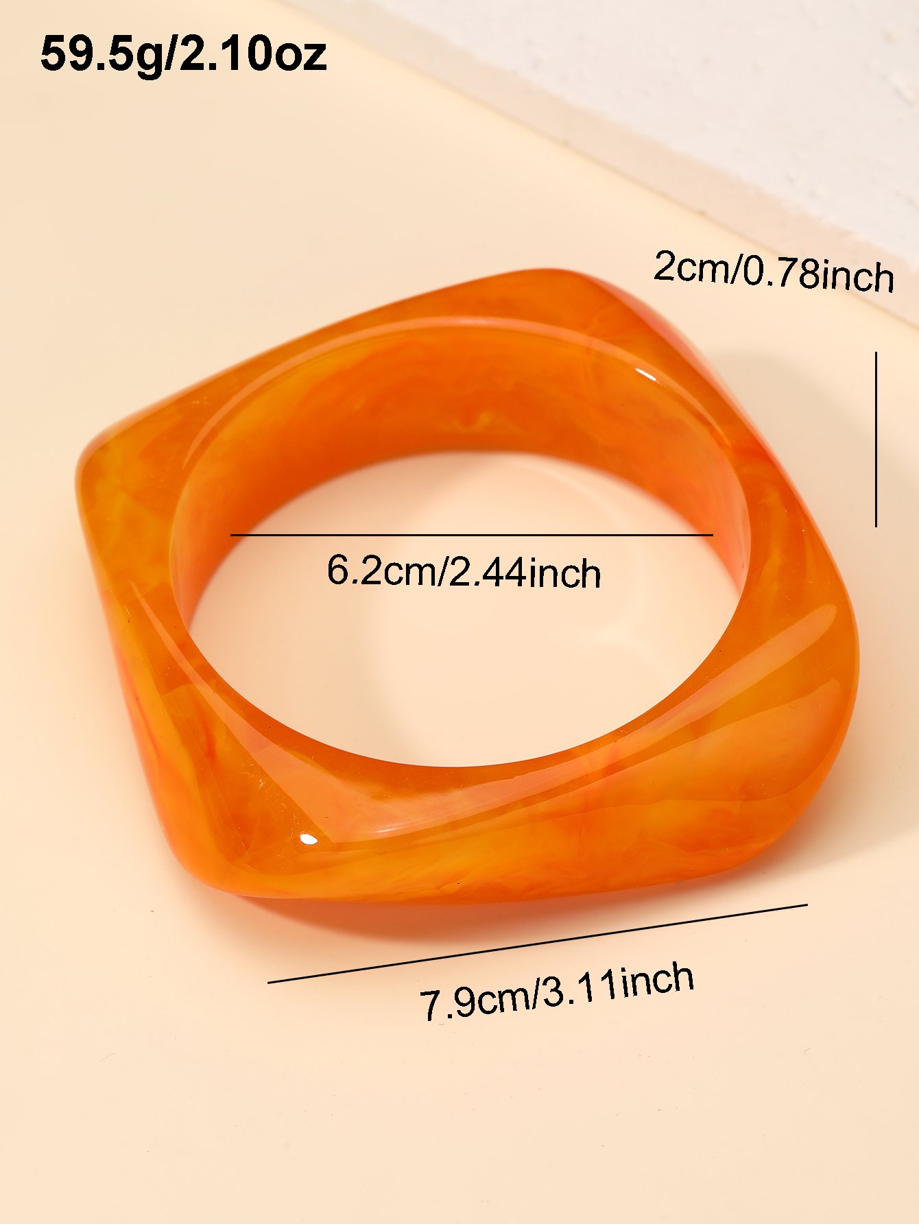 Orange Geometric Bangle Bracelet
