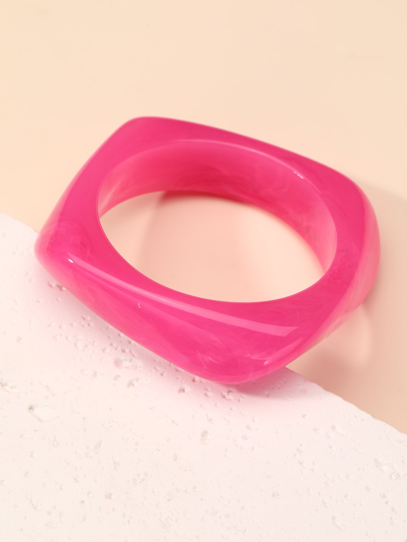 Pink Geometric Resin Bangle 