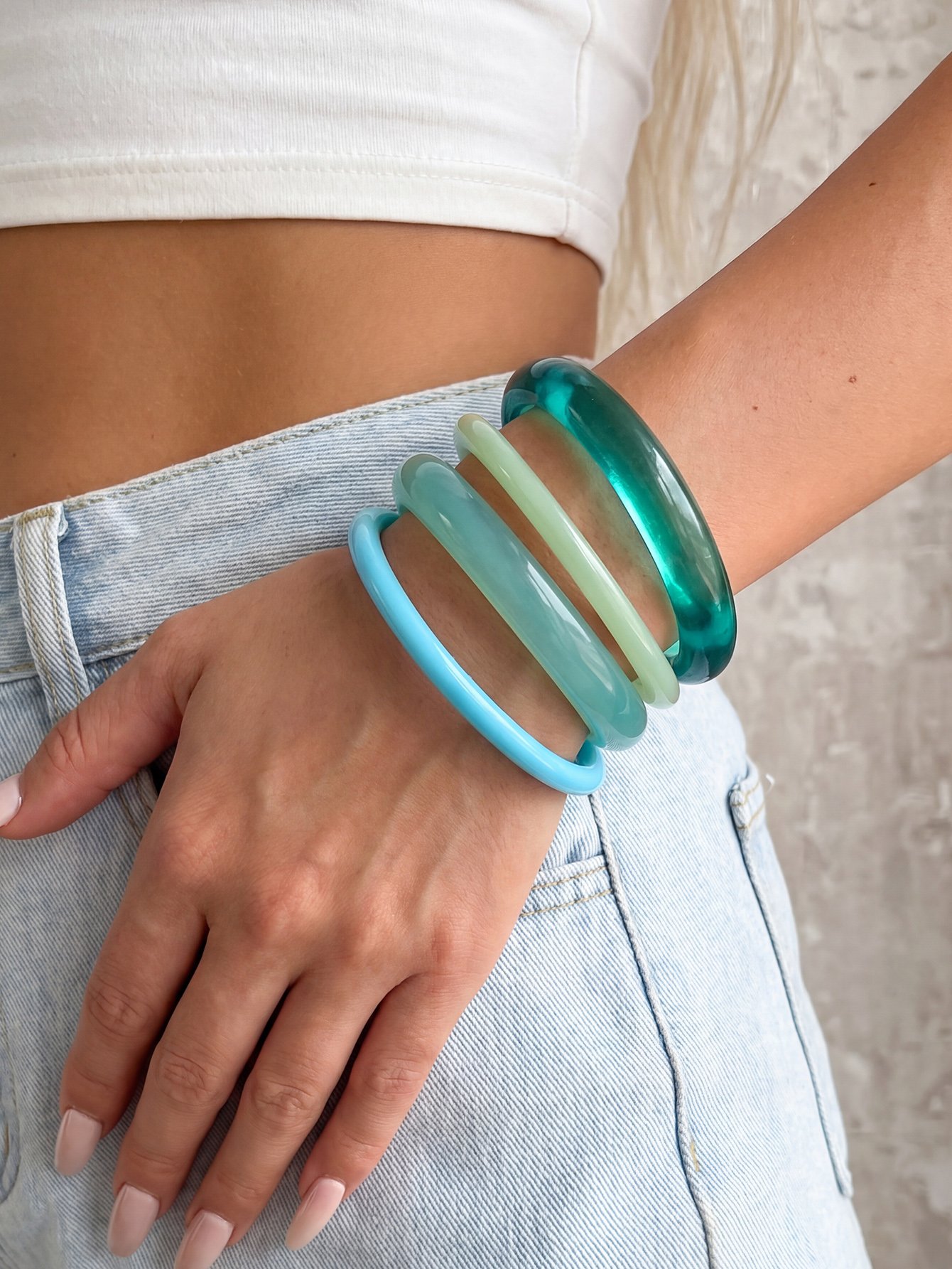 4-Piece Ocean Hues Bangle Bracelet Set