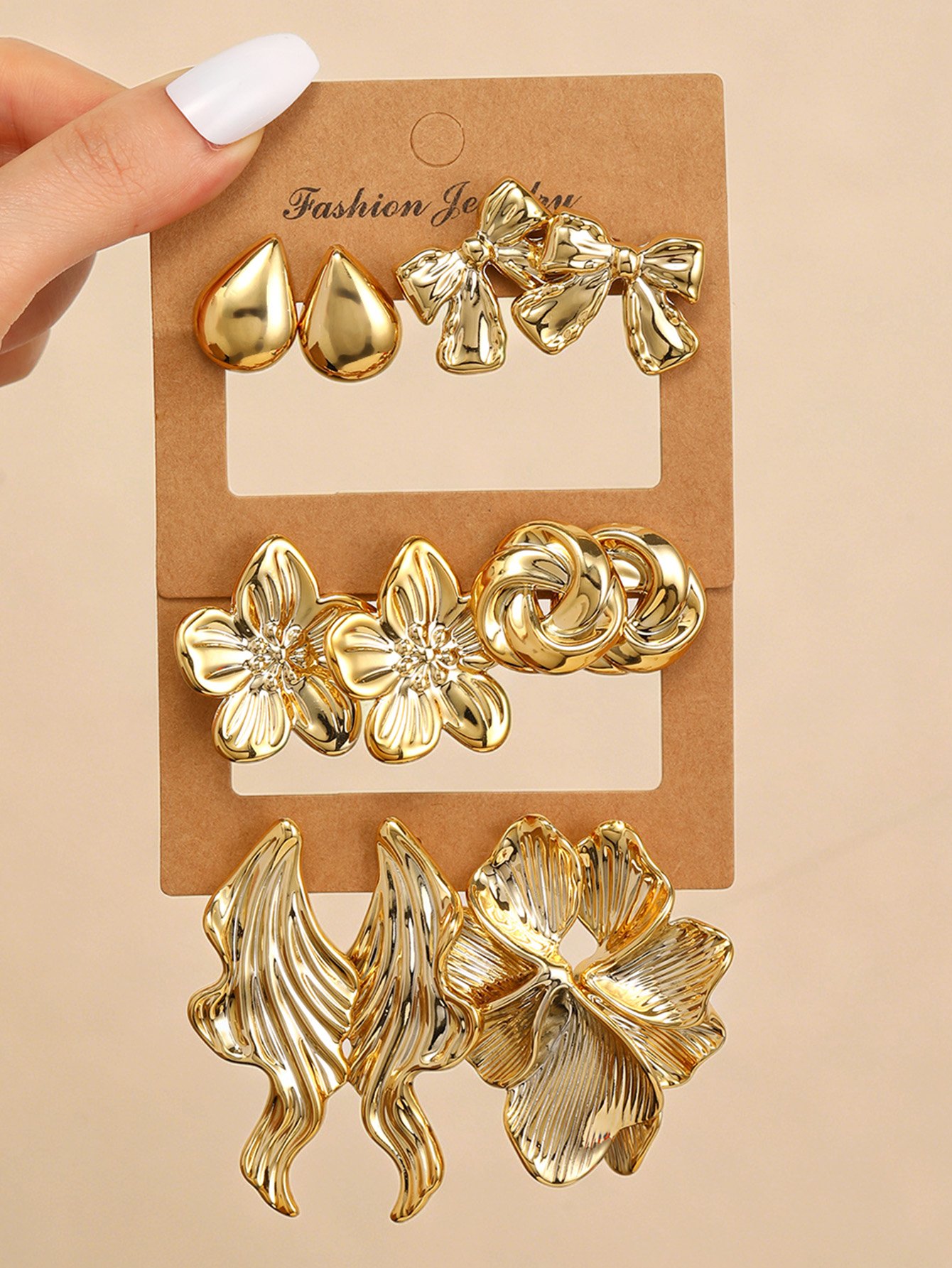 Set of 6 - Textured Earrings