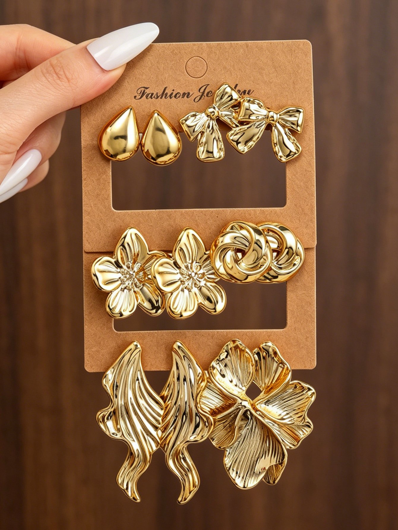 Set of 6 - Textured Earrings