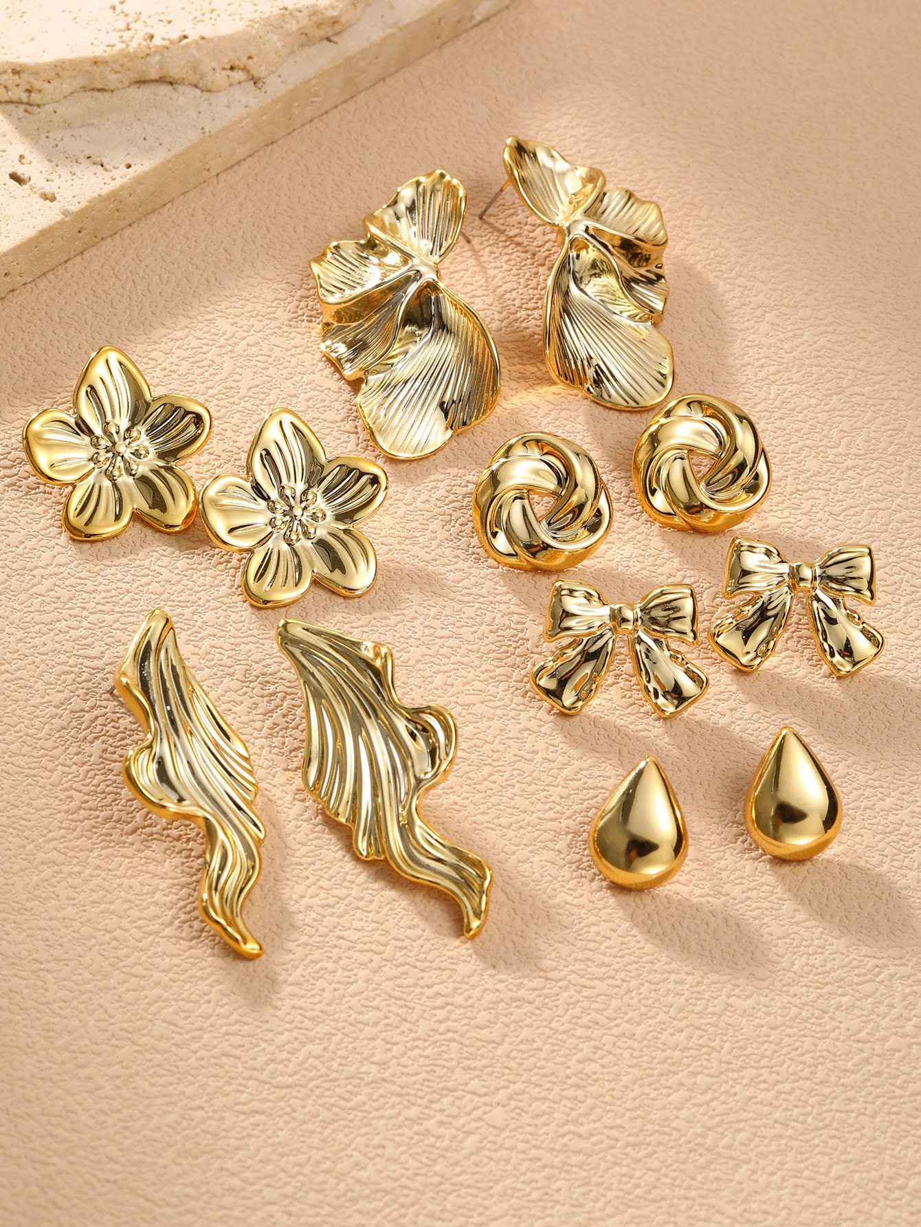 Set of 6 - Textured Earrings