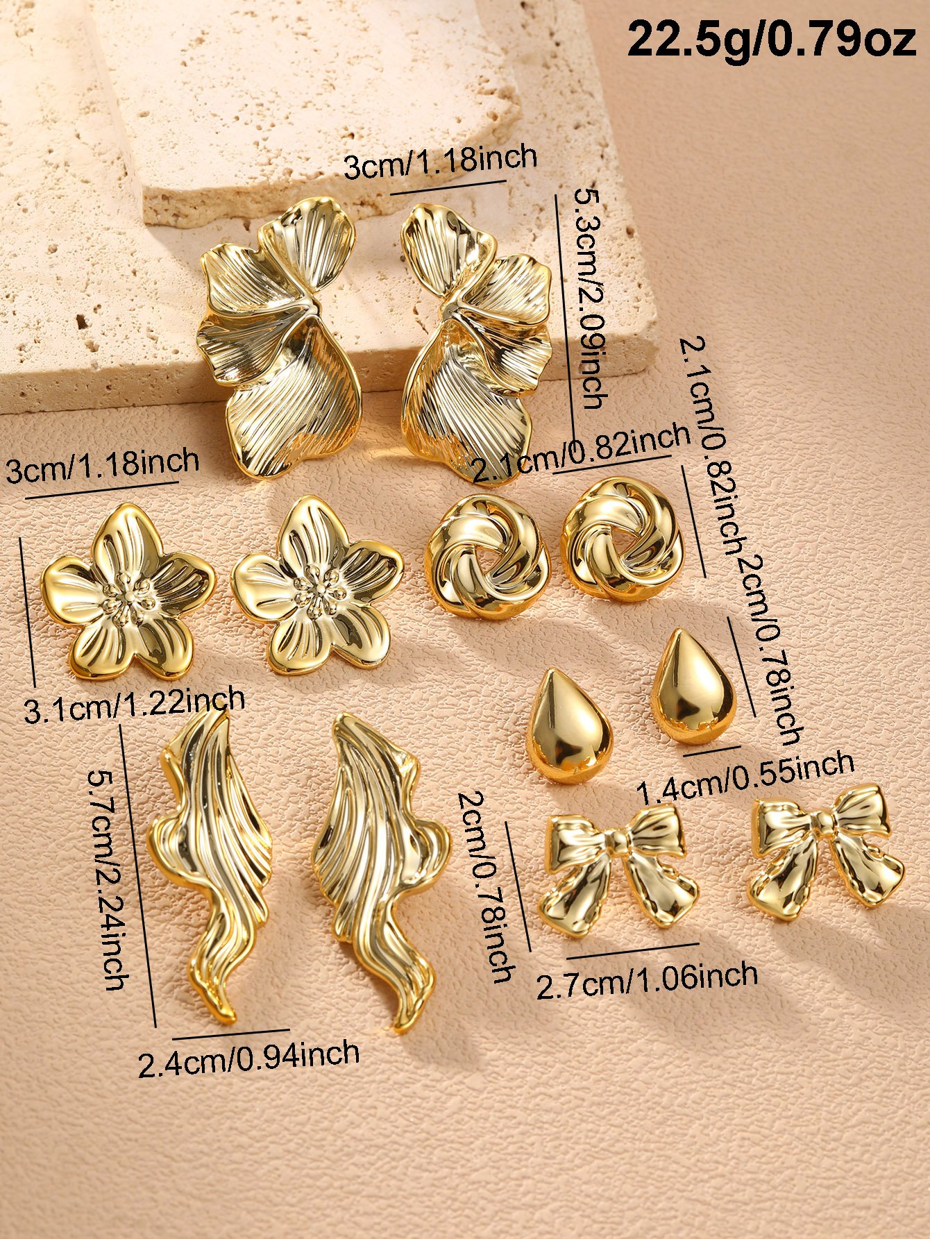 Set of 6 - Textured Earrings