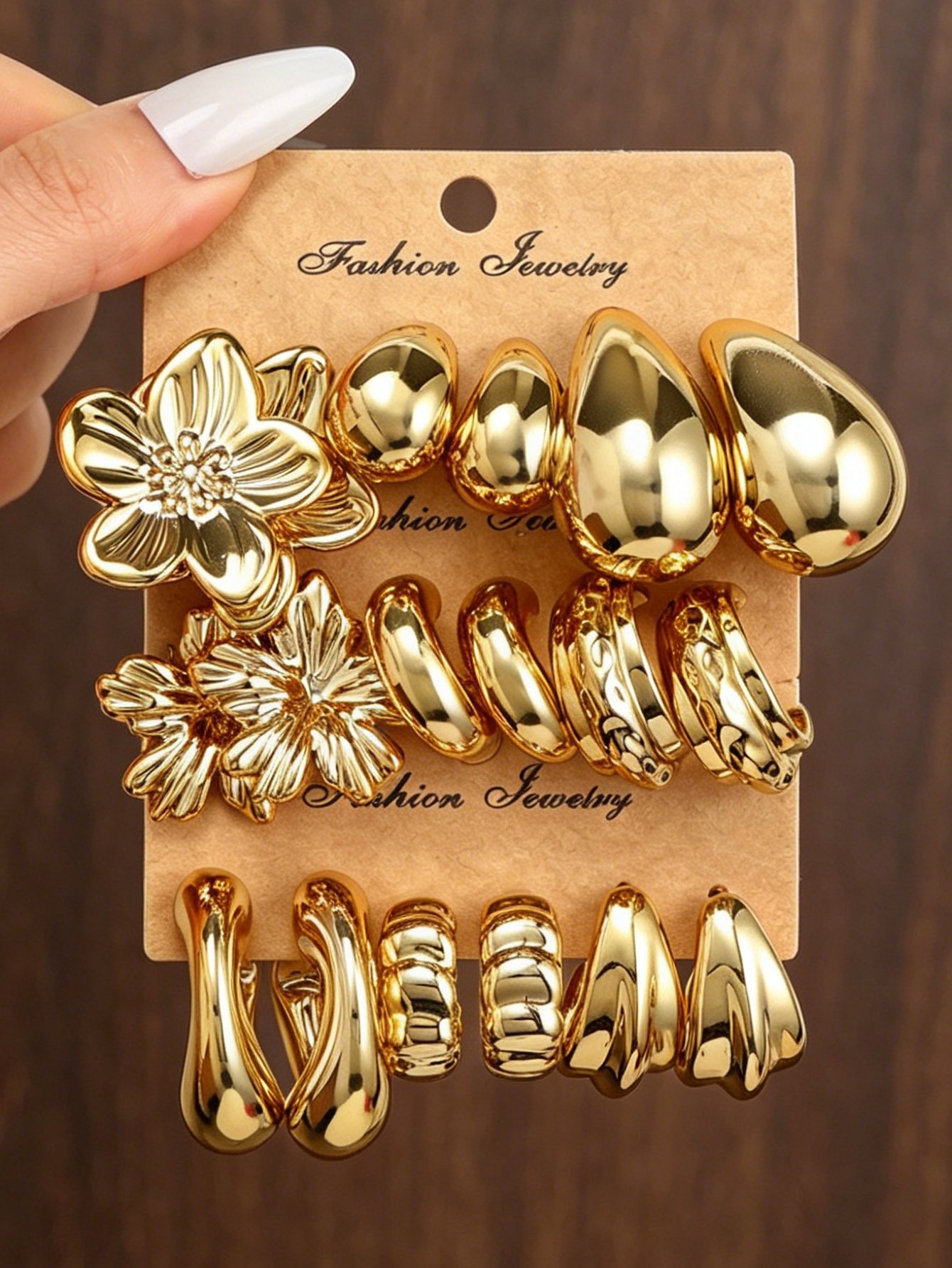Set of 9 - Plain Alloy Earrings