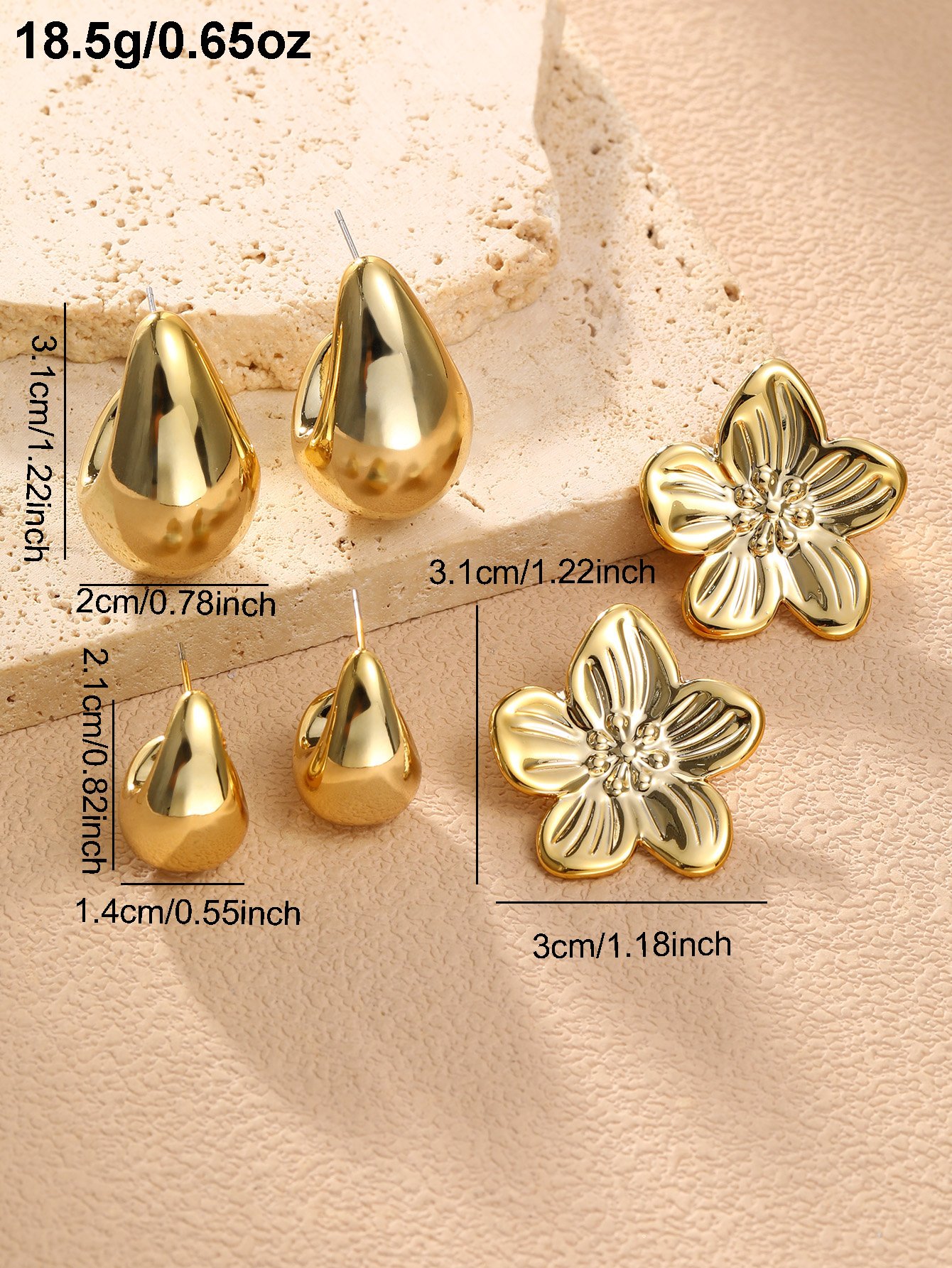 Set of 9 - Plain Alloy Earrings