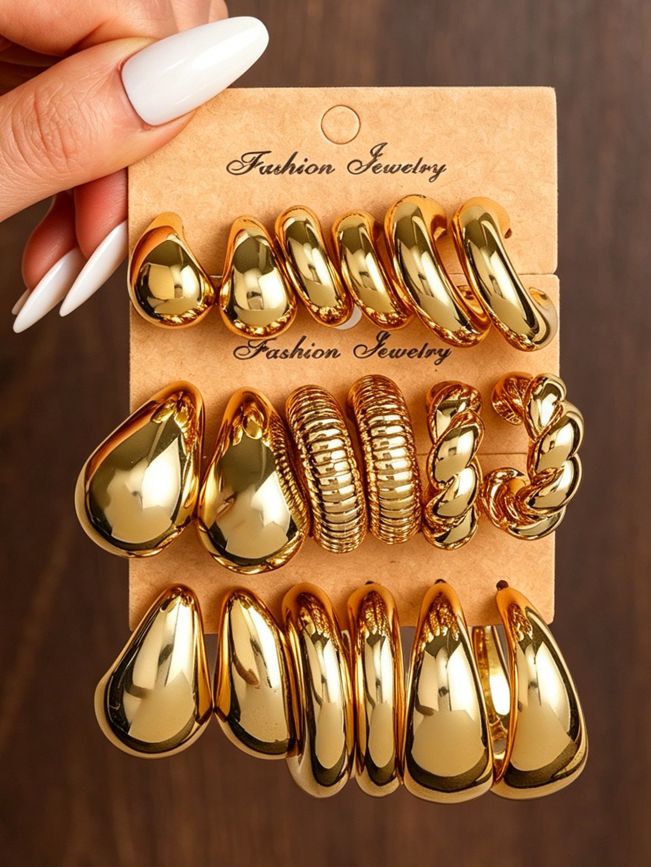 Set of 9 - Huggie and Half Hoop Earrings