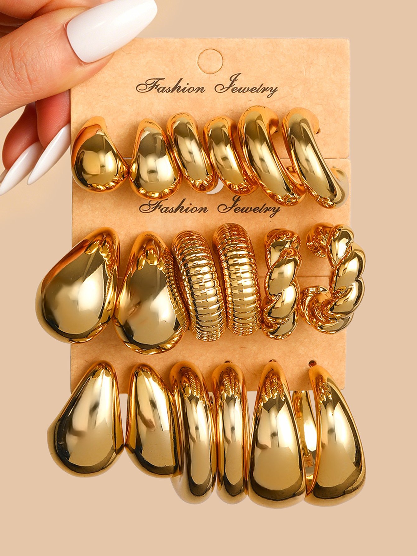 Set of 9 - Huggie and Half Hoop Earrings