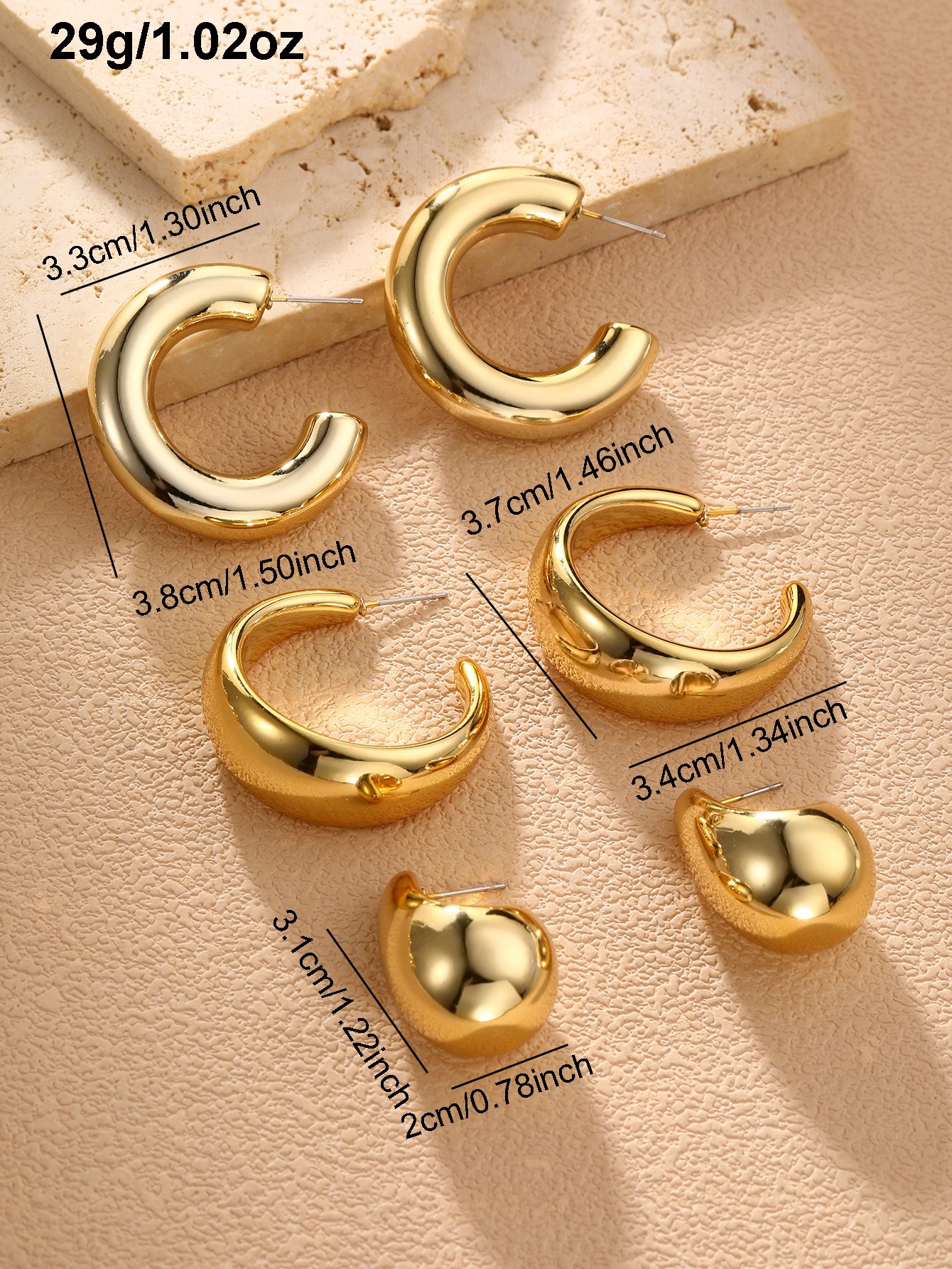 Set of 9 - Huggie and Half Hoop Earrings